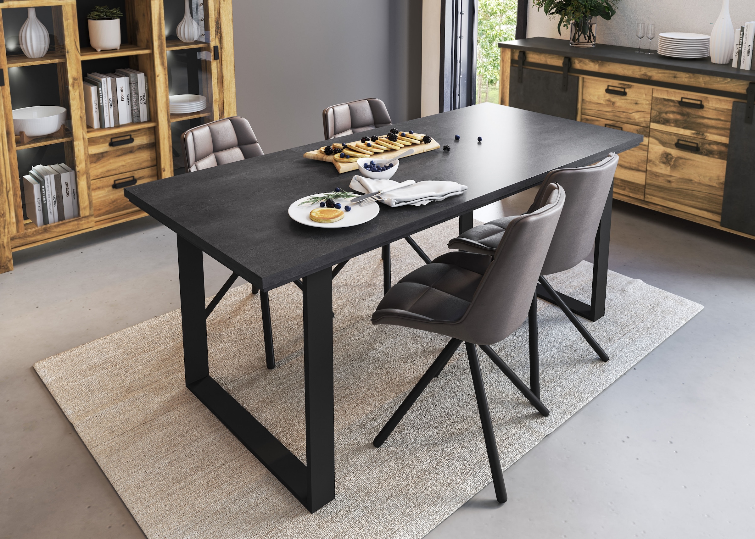 Home affaire Esstisch »York, Tisch in Hunton Oak«, mit Metallgestell, im Industrialdesign