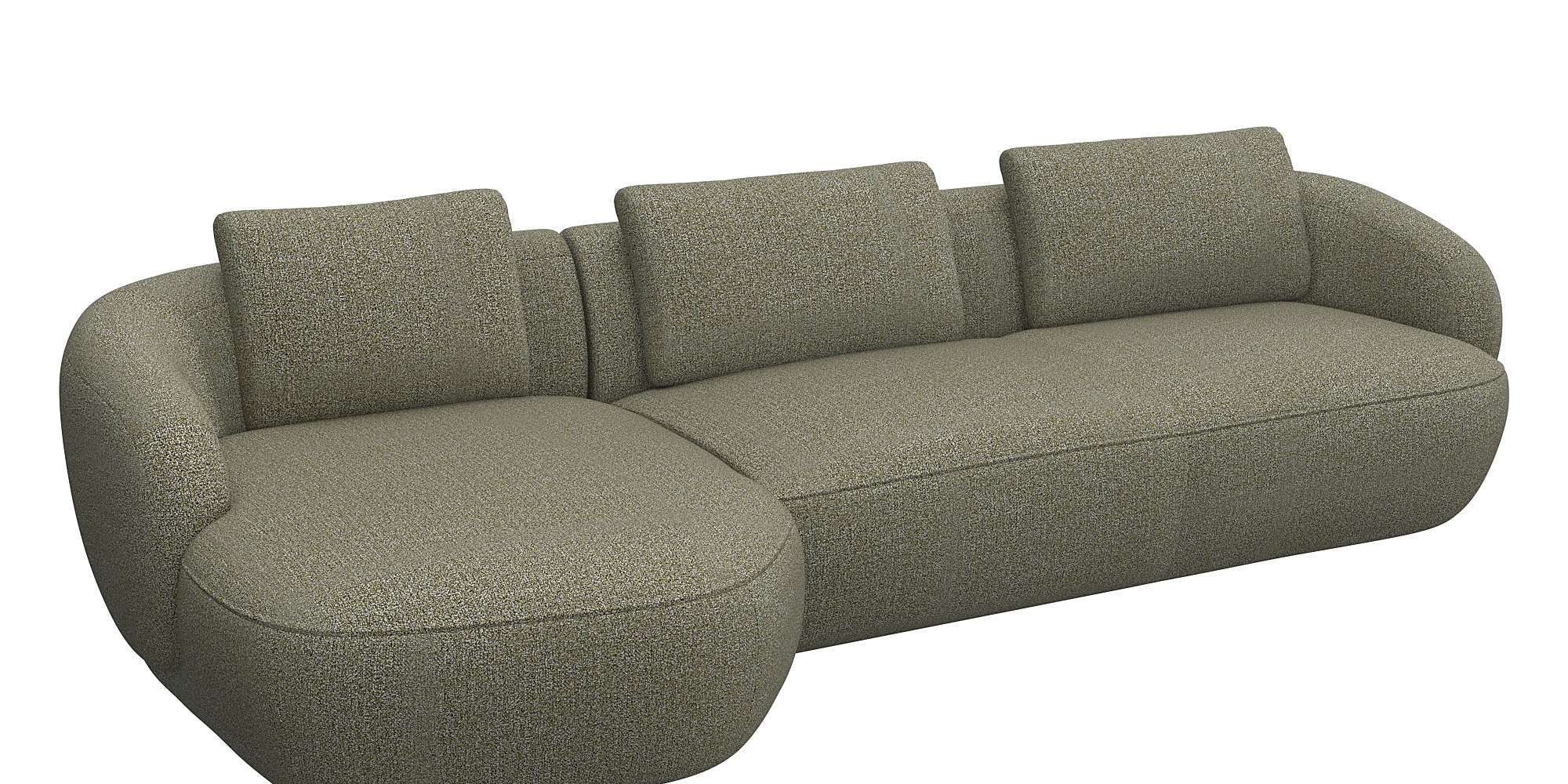FLEXLUX Wohnlandschaft »Torino, rund, L-Form, Sofa-Ecke mit Recamiere, Longchair-Sofa«, Modernes, organisches Sofa-Design, Kaltschaum, Wellenunterfederung