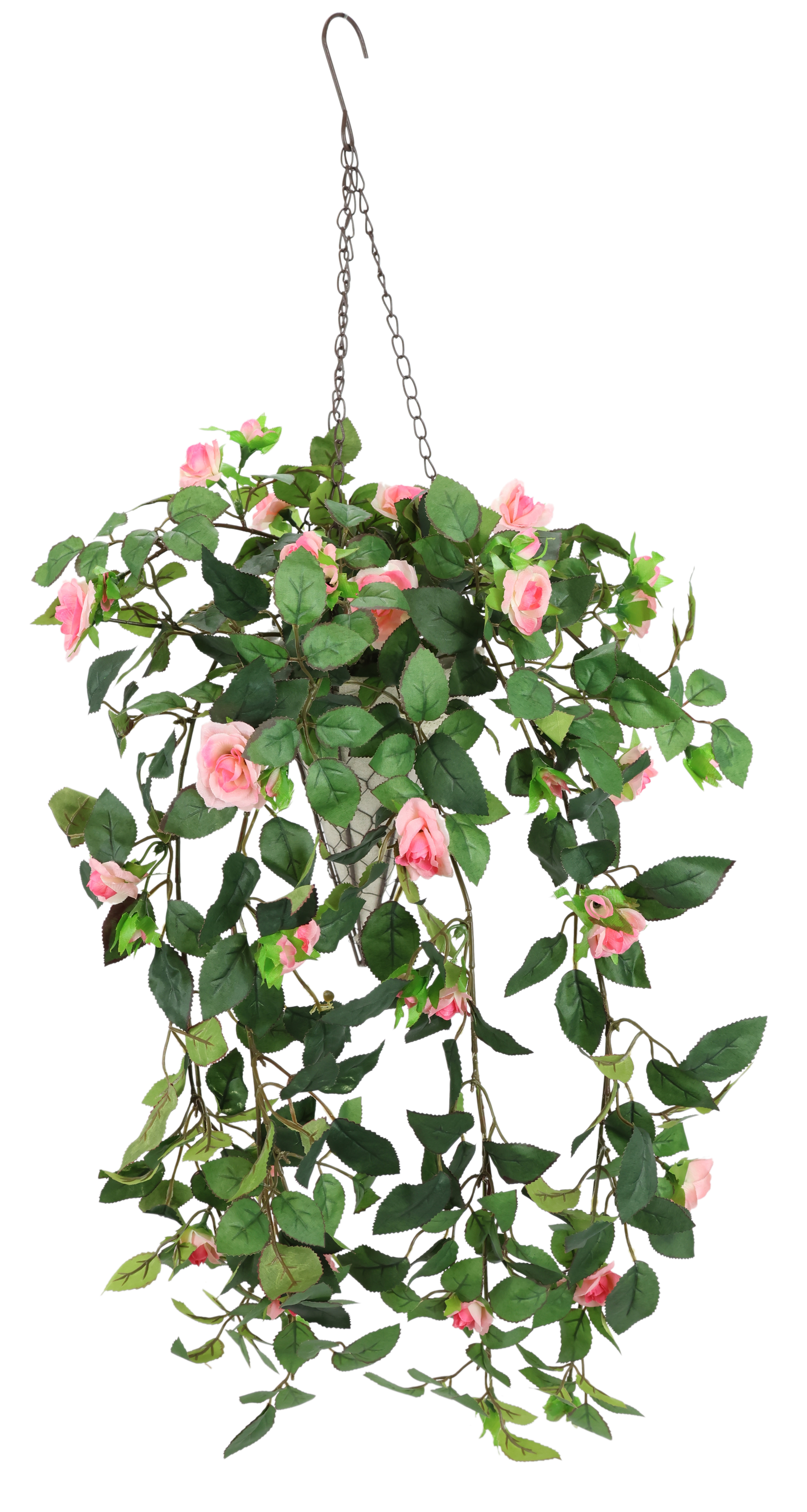 I.GE.A. Kunstpflanze "Künstlicher Rosenbusch im Korb" Rosen Deko Kunstblumen Seidenblumen Blumen Blumengirlande Rosenranke