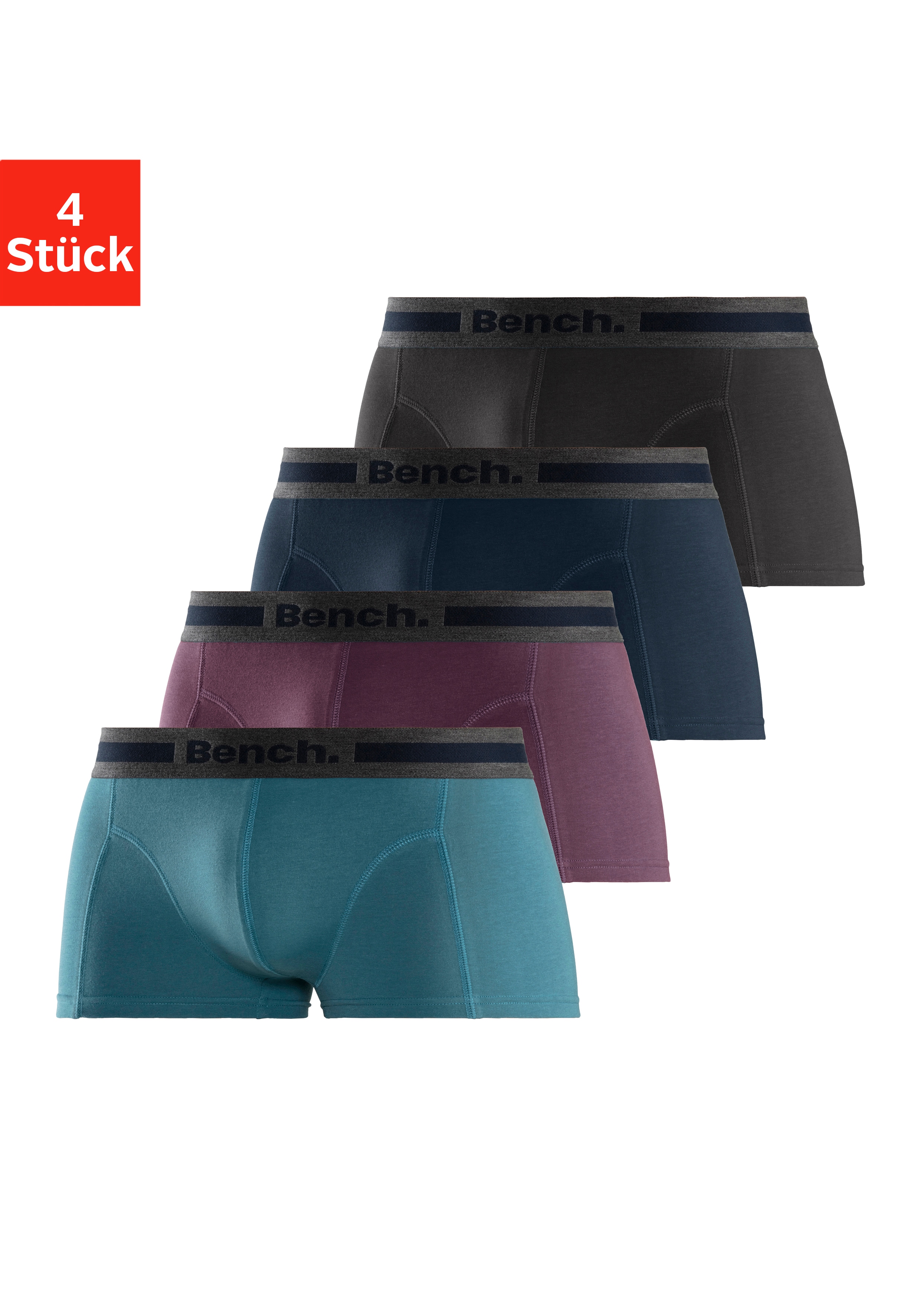 Bench. Hipster Packung, 4 Stk. knapp sitzende Boxershorts aus Baumwollmischung
