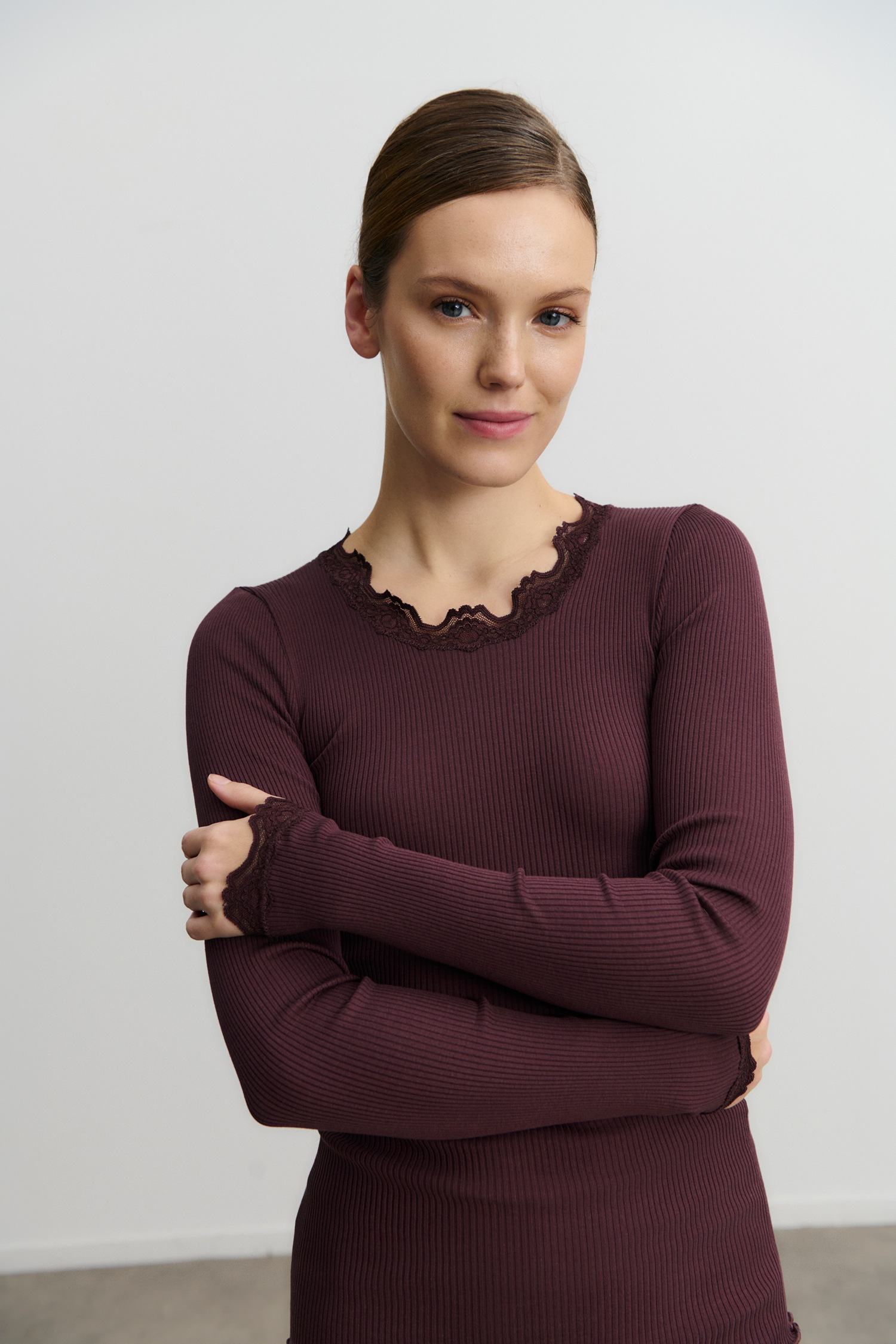 Thumbnail - rosemunde Longsleeve "Babette silk shirt" Langarm, mit Spitze, feminin, bequem, Seide- /Baumwollmischung