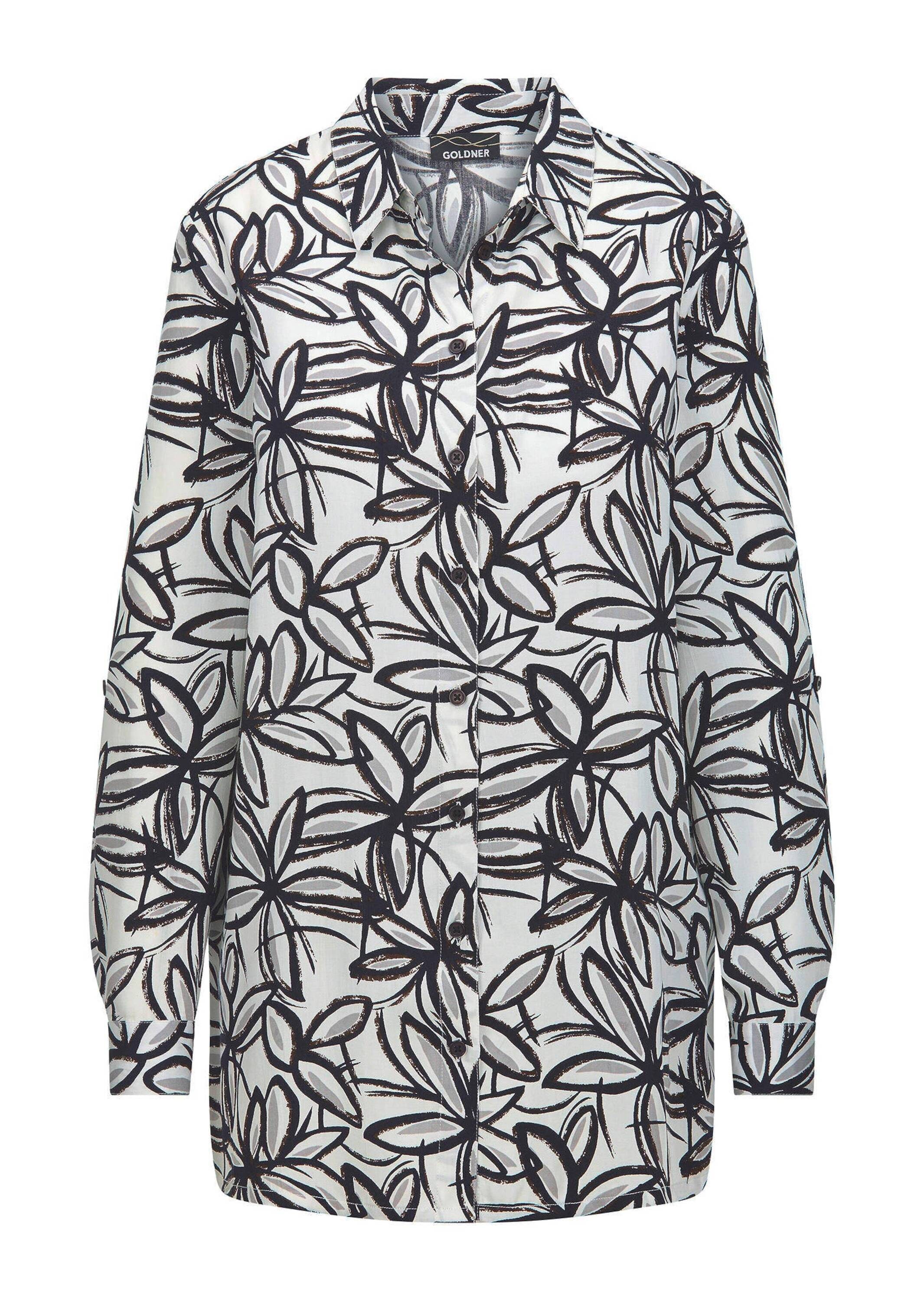 GOLDNER Hemdbluse "Kurzgröße Hemdbluse mit Blumenprint" figurschmeichelende günstig online kaufen