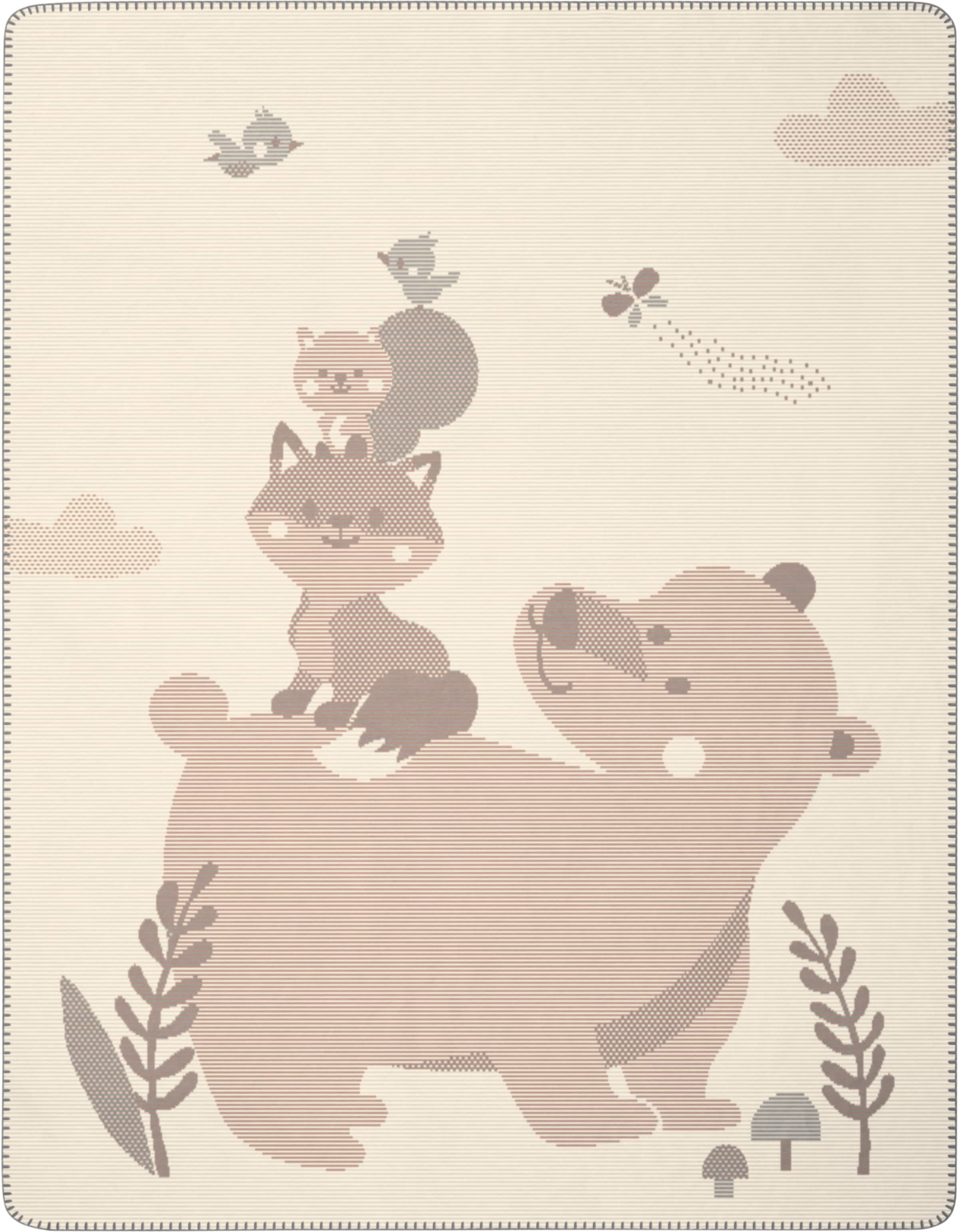 Biederlack Babydecke "Babydecke Foxy&Friends" 75 x 100, mit Zierstich günstig online kaufen