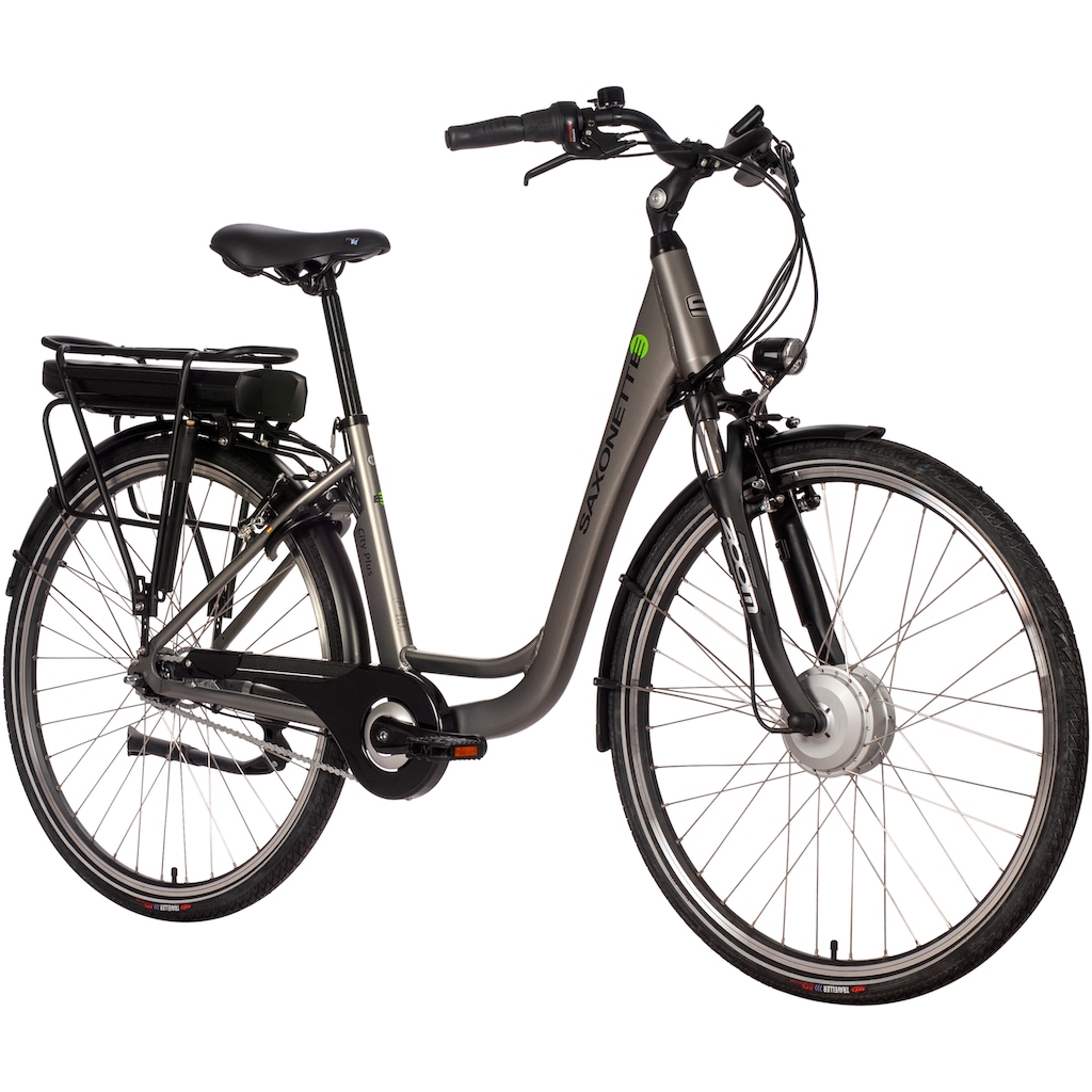 SAXONETTE E-Bike »City Plus«, 7 Gang, Frontmotor 250 W, (mit Akku-Ladegerät), E-Bike Citybike mit Rücktrittbremse