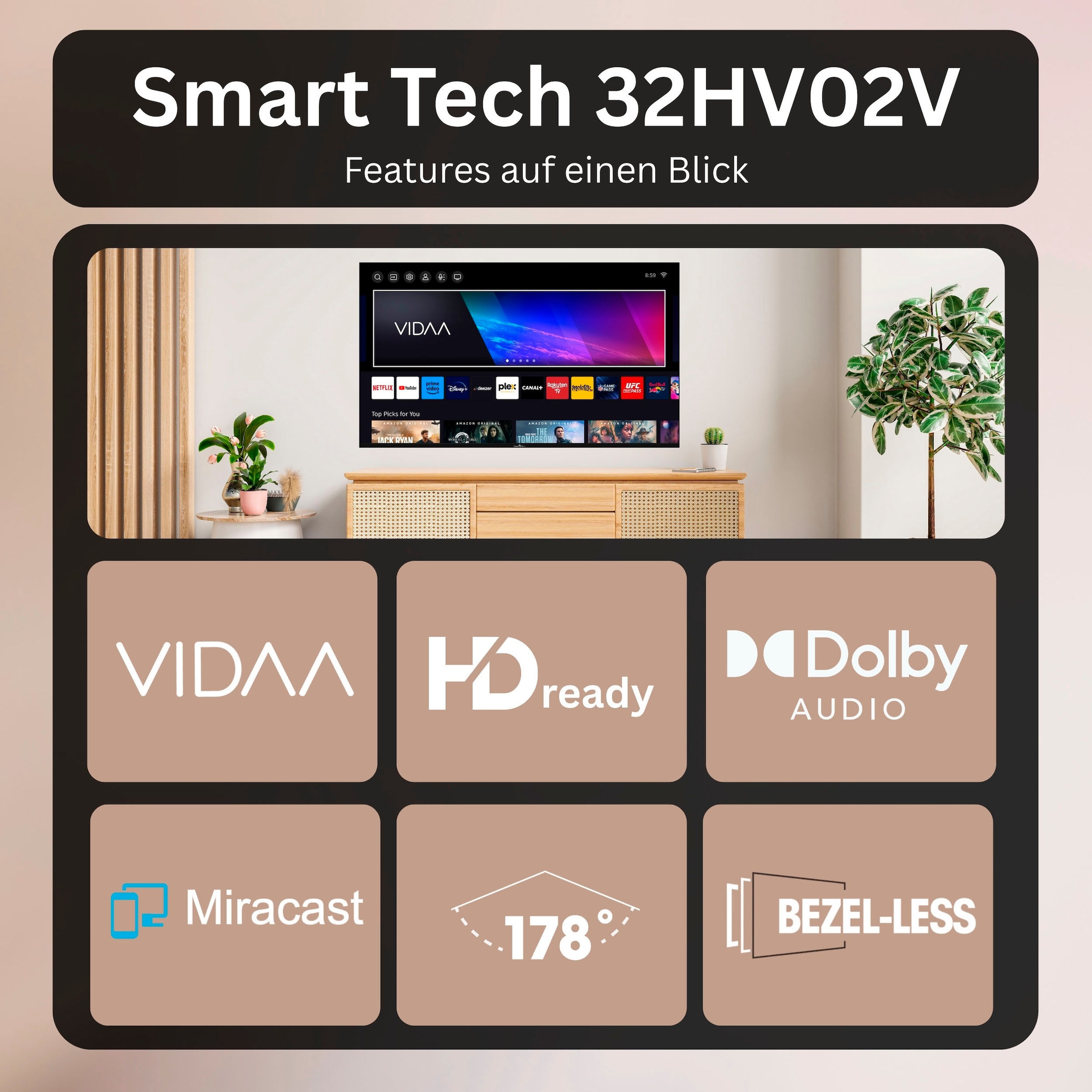 Smart Tech LED-Fernseher »32HV02V« 80 cm/32 ″ HD ready Smart-TV