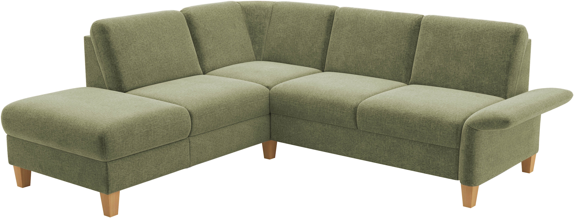 Home affaire Ecksofa »Rochelle«, wahlweise mit Armlverstellung, Klappbett mit Rollen & Bettkasten