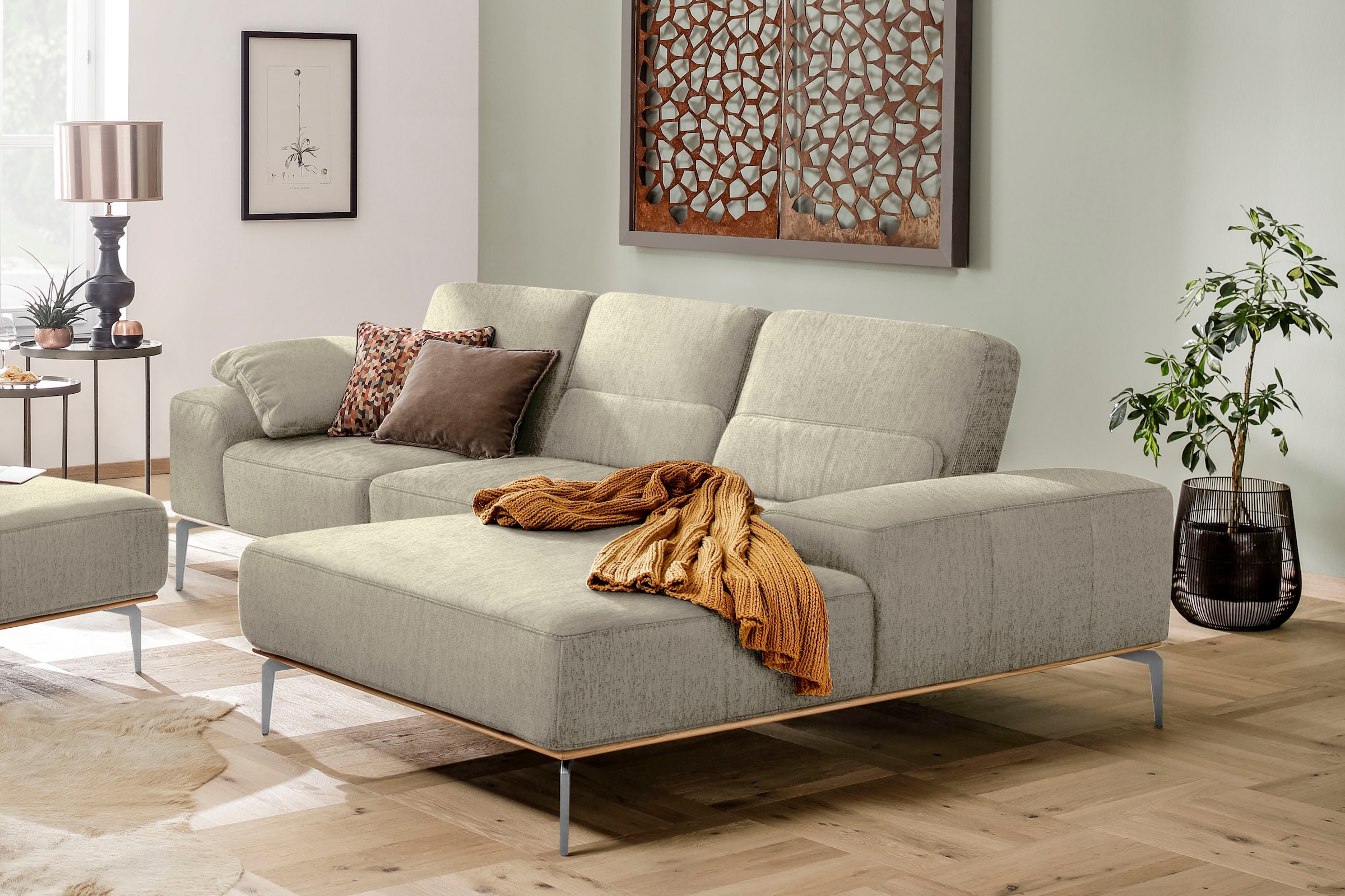 W.SCHILLIG Ecksofa "run", mit elegantem Holzsockel, Füße in Chrom glänzend, günstig online kaufen