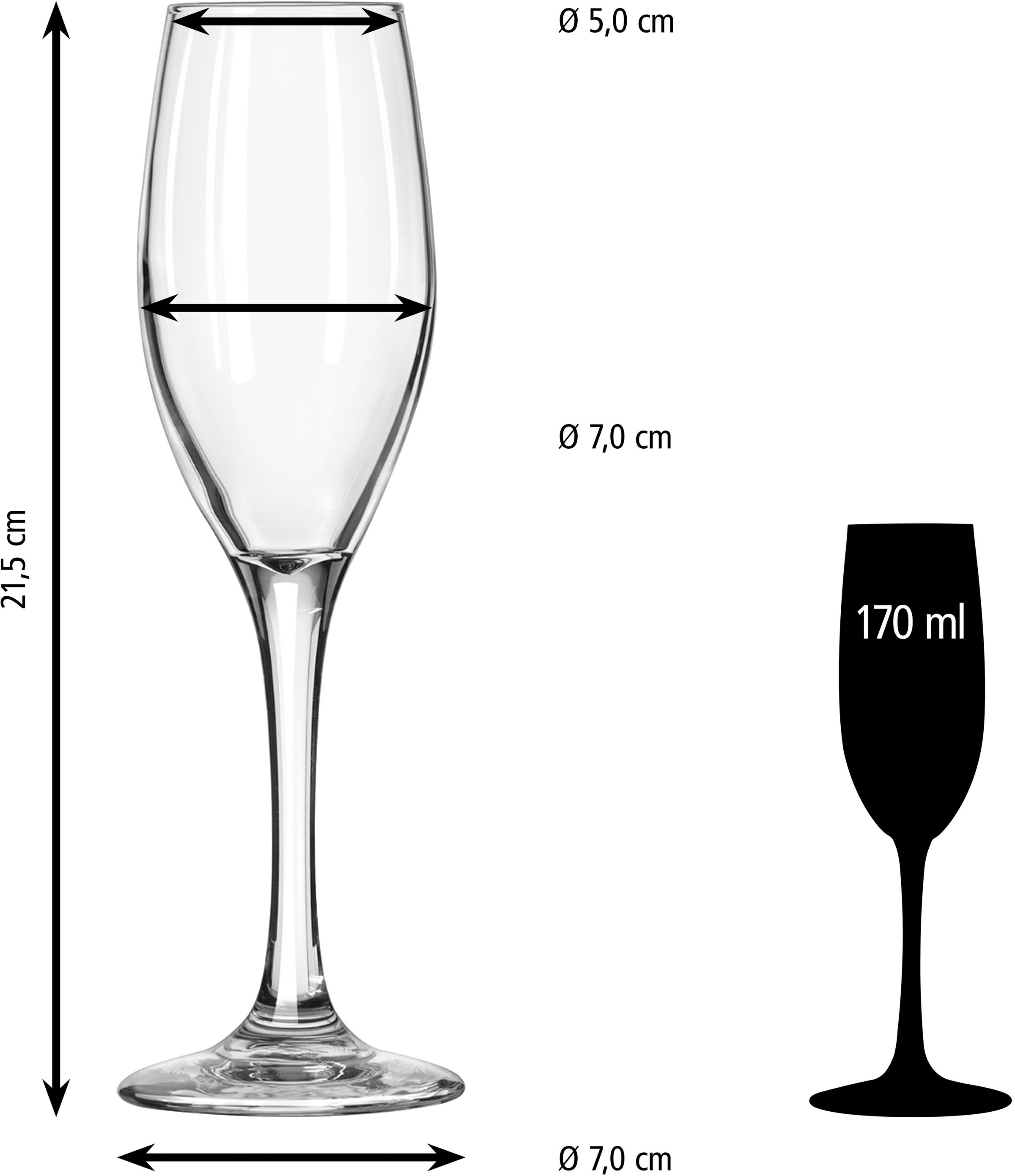 LIBBEY Sektglas »Libbey Gläser-Set -PERCEPTION-, 12er Set«, (Set, 12 tlg.), 170 ml, hochwertig verarbeitet, im modernen Design
