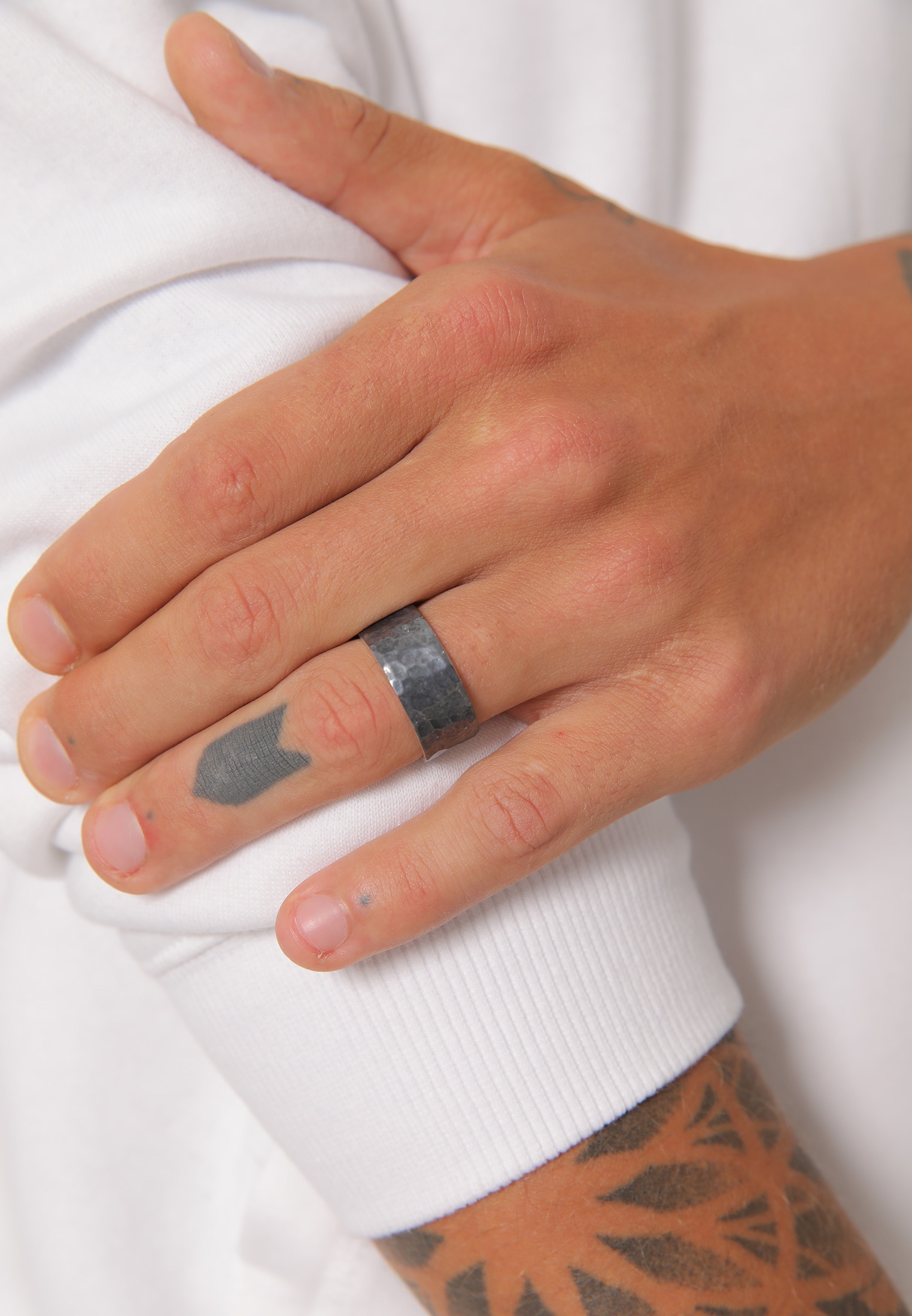 Kuzzoi Silberring »Ring Herren Gehämmert Markant Matt 925 Silber«