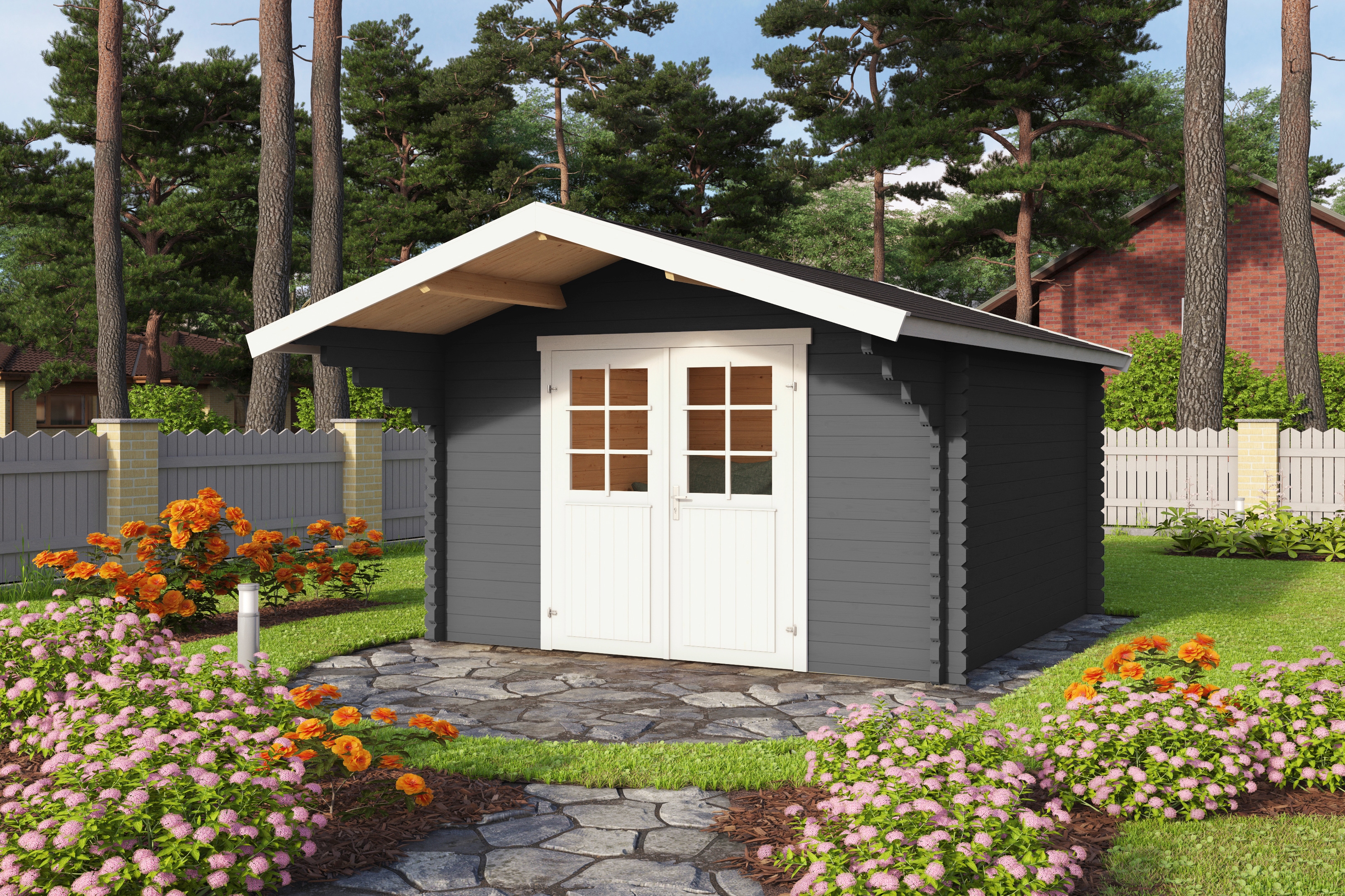 LASITA MAJA Gartenhaus "Viljandi 34" Blockbohlenhaus 34mm