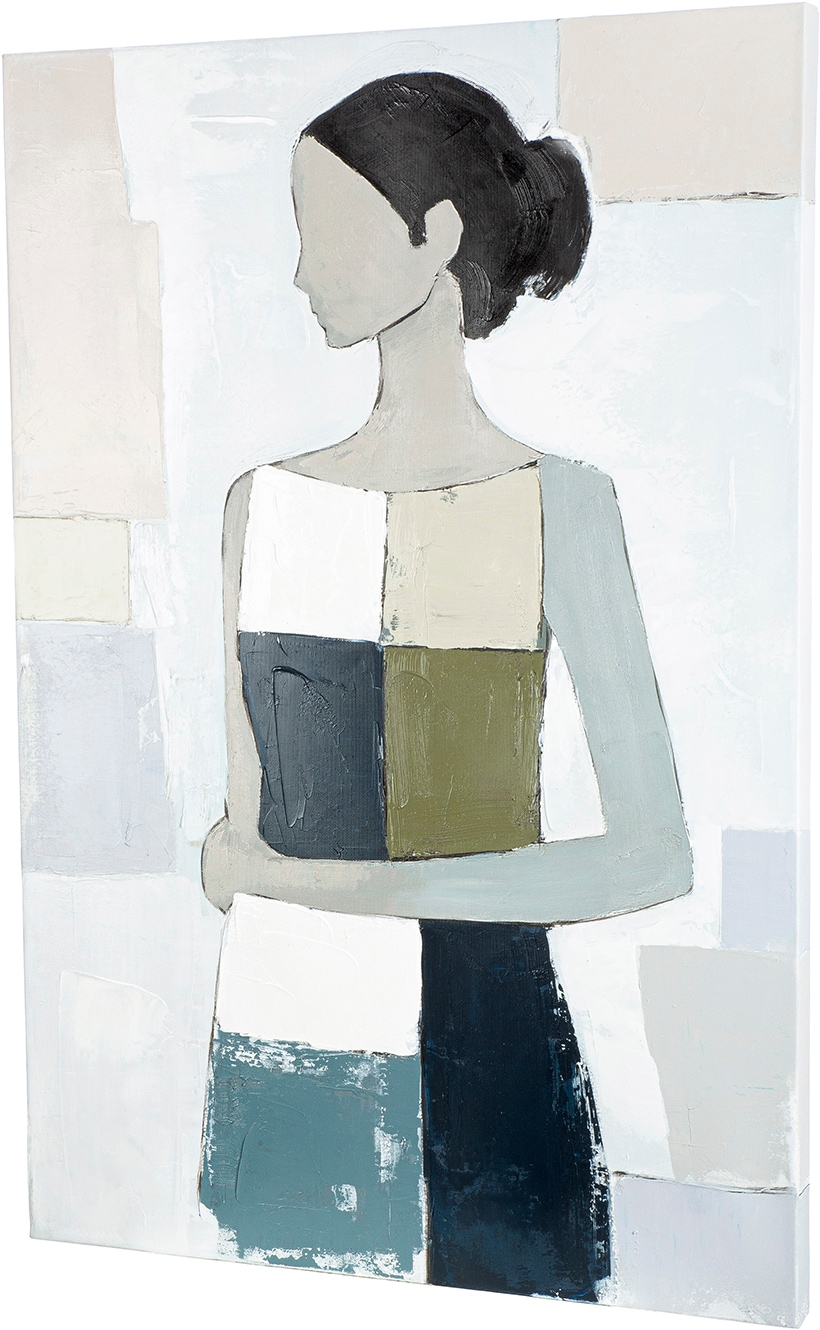 GILDE Leinwandbild »Bild rechteckig Janina  blau« Bilder von Frauen 1 Stk. tlg. Porträt abstraktes Gesicht moderne Kunst Galerie-Stil Malerei