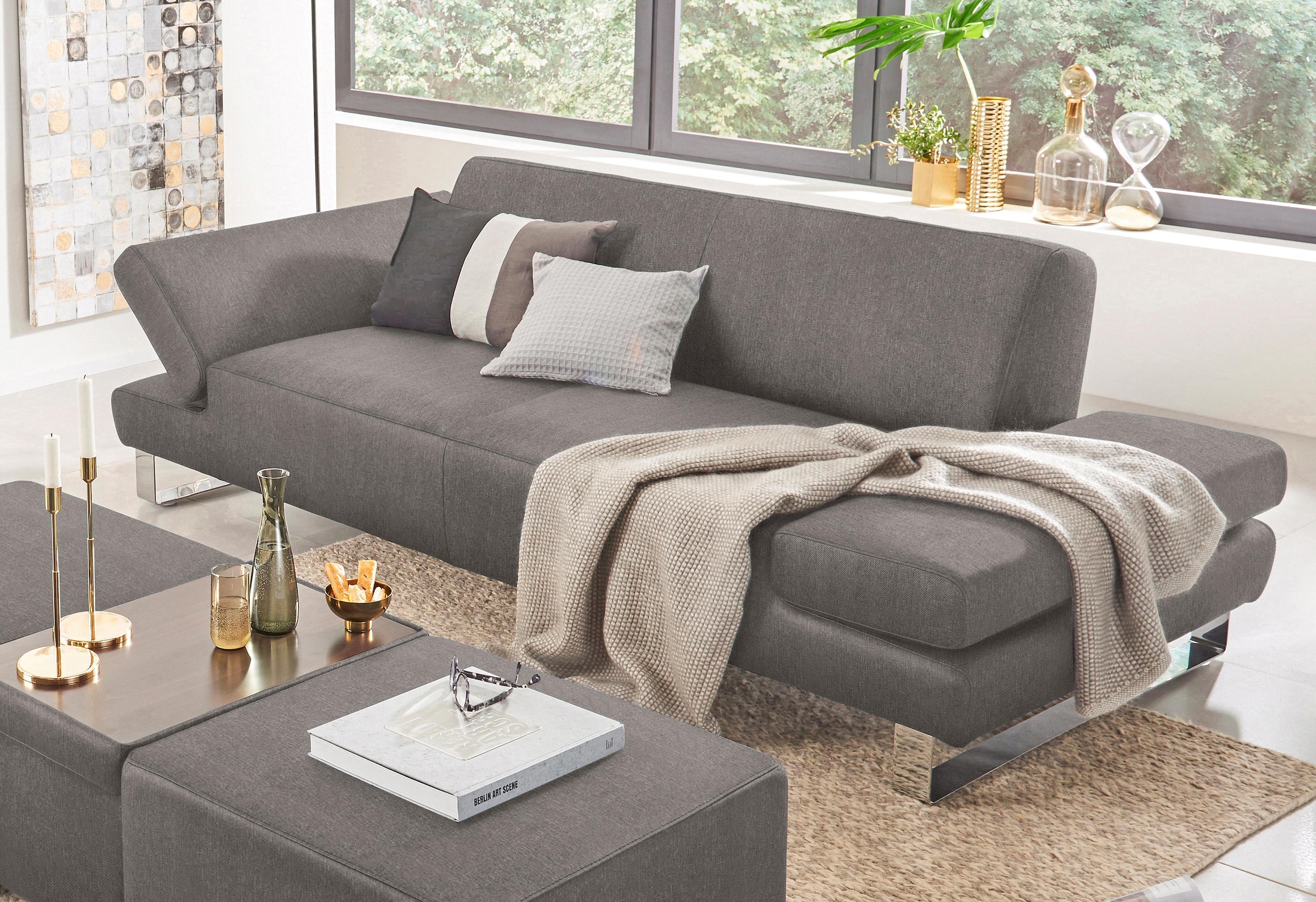 W.SCHILLIG 2-Sitzer "taboo Designsofa mit hohem Sitzkomfort, Breite 202cm, Sitztiefe 59cm" mit Normaltiefe, inklusive Armlehnenverstellung