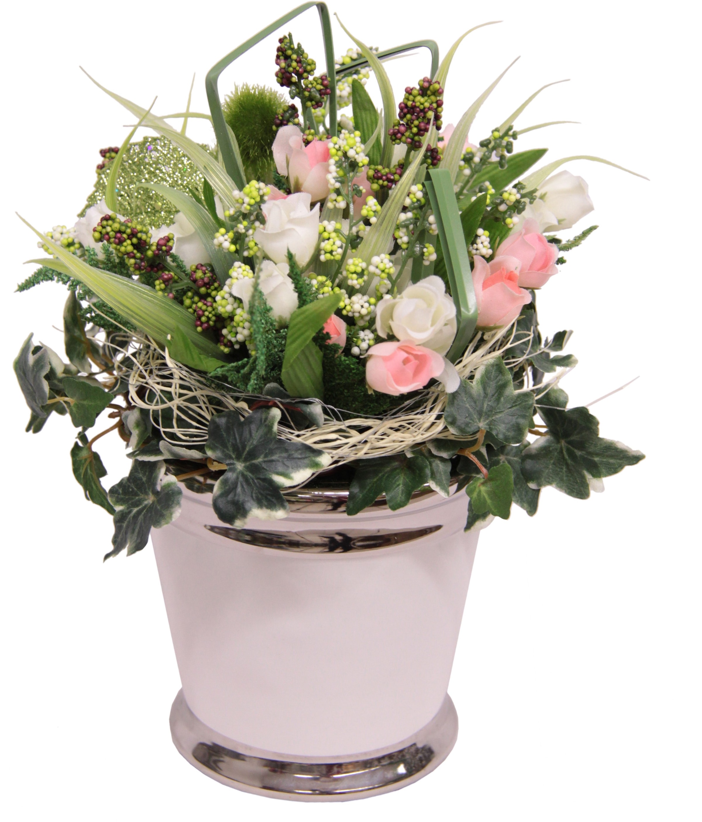 I.GE.A. Kunstblume »Arrangement Ranunkel/Lysianthus«, (1 | aus Pflanzschale Rinde BAUR bestellen Moos mit St.)