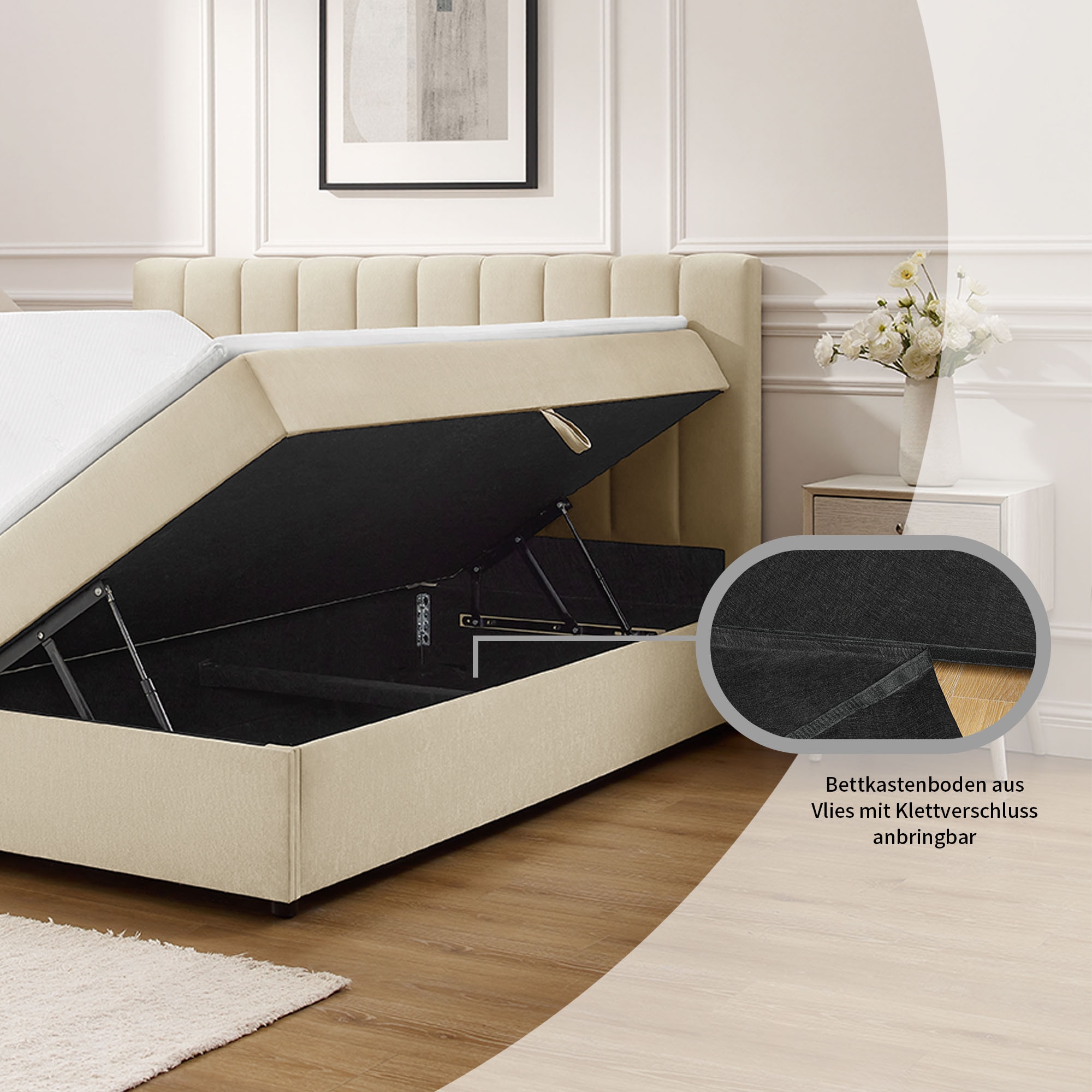 OTTO home Boxbett »Haileyy inkl. Bettkasten und Topper, Liegefläche 180x200cm« erhältlich in der Größe 180x200 cm, inkl. Aufbauvideo