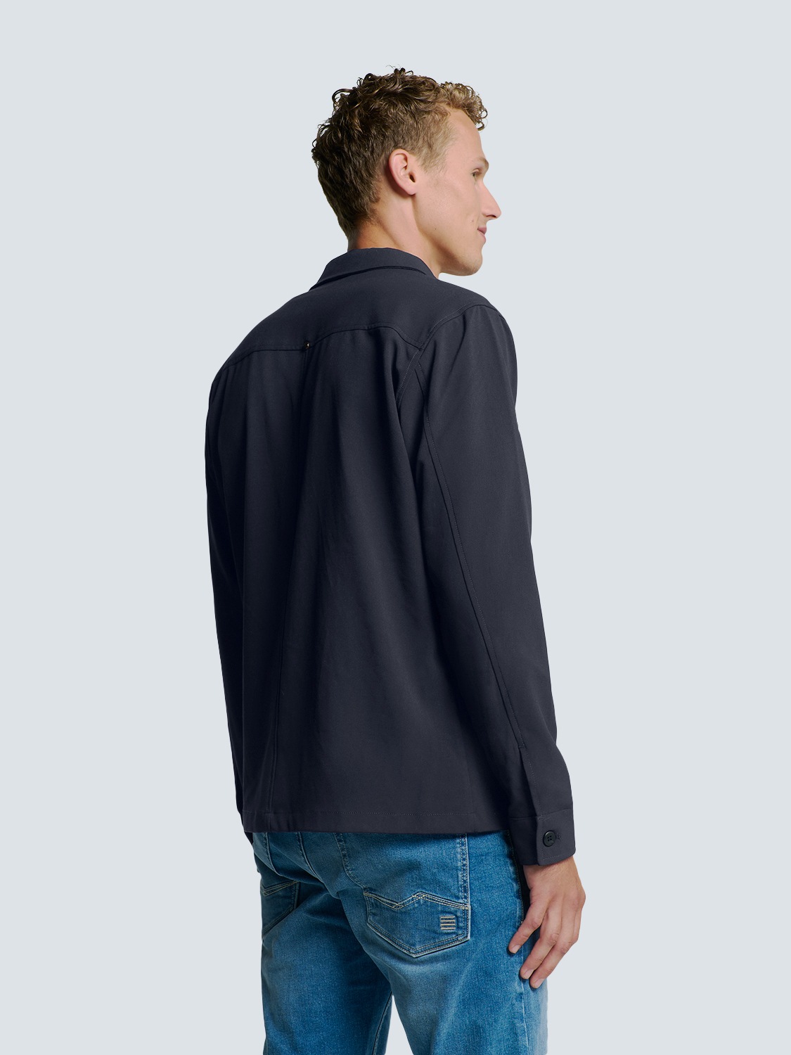 NO EXCESS Langarmhemd »No Excess Stretch Overshirt mit Reißverschluss«
