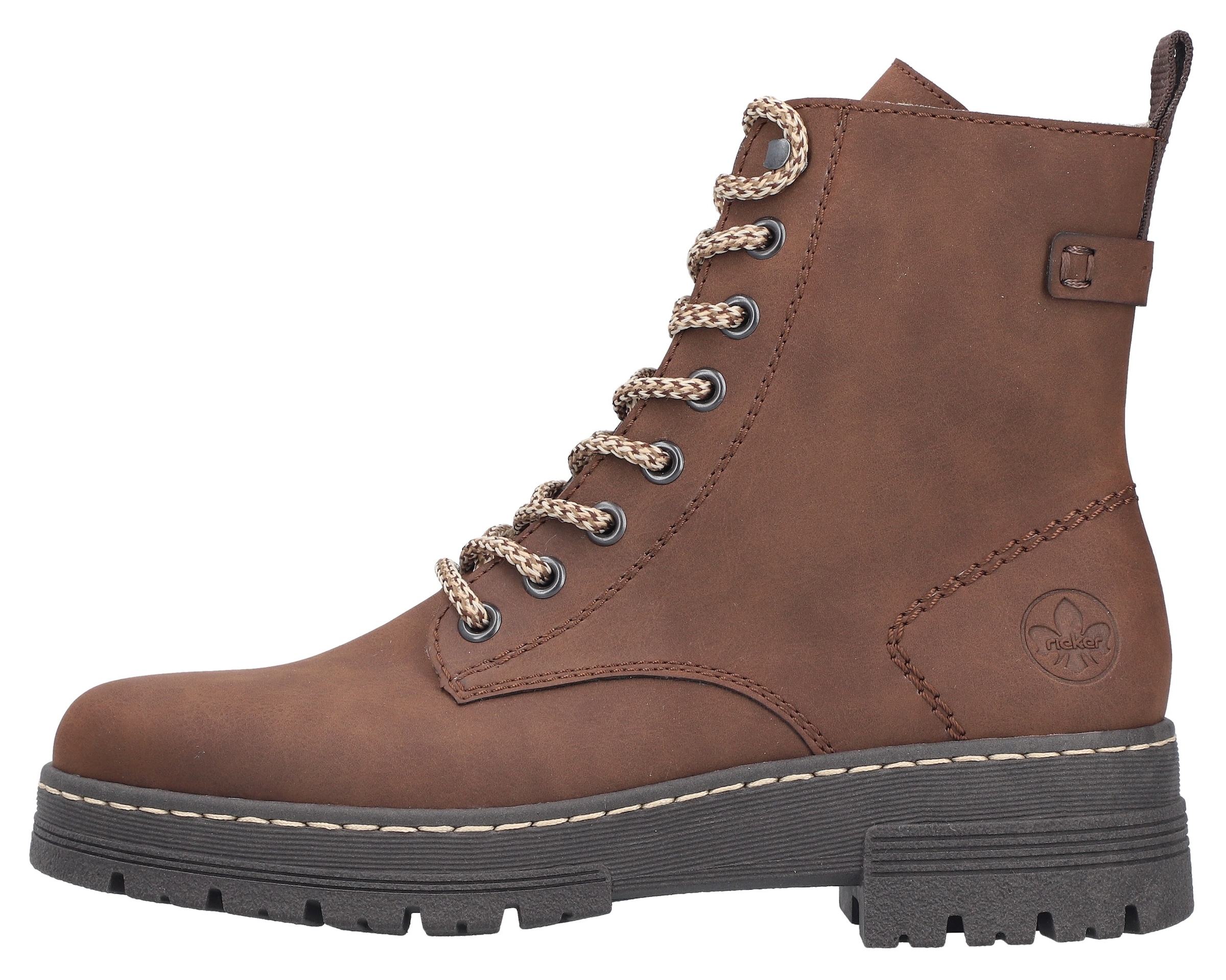 Rieker Schnürstiefelette, Schnürboots, Plateauboots, Profilsohle, mit Innenreißverschluss