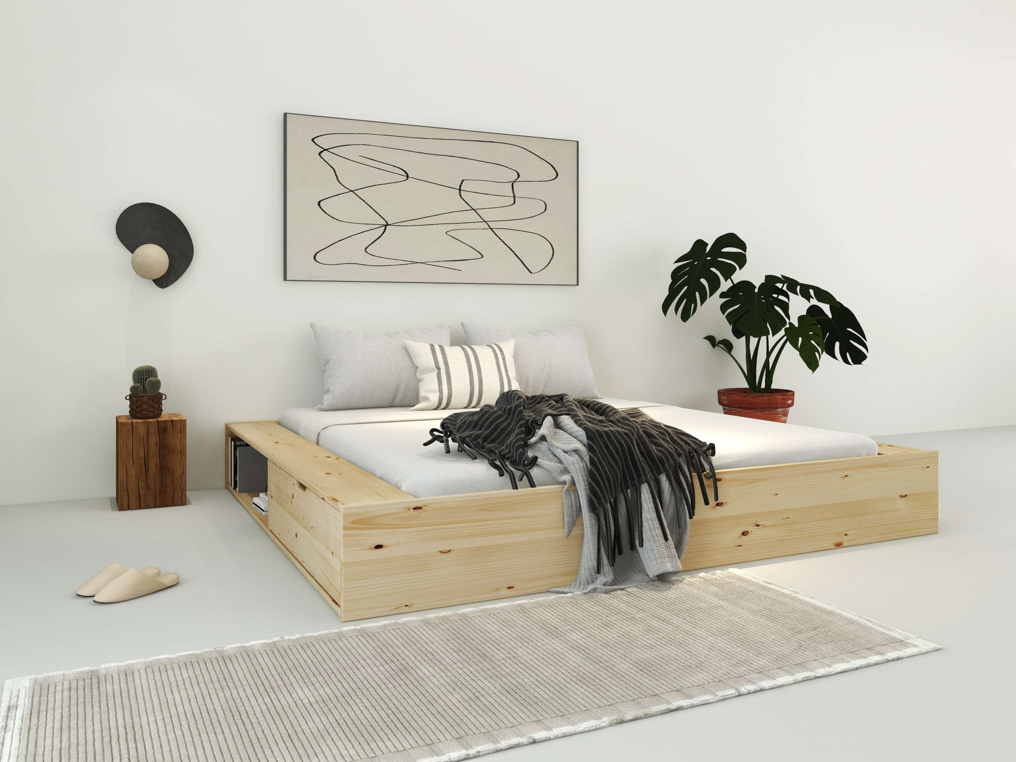 Home affaire Stauraumbett »Erno, Massivholzbett, Futonbett, 275KG belastbar«, (Breite/ Belastbarkeit: 120cm/275 KG, 180cm/275 KG), mit Lattenrost, Massivholz, FSC® zertifiziert, viel Stauraum + Ablagen