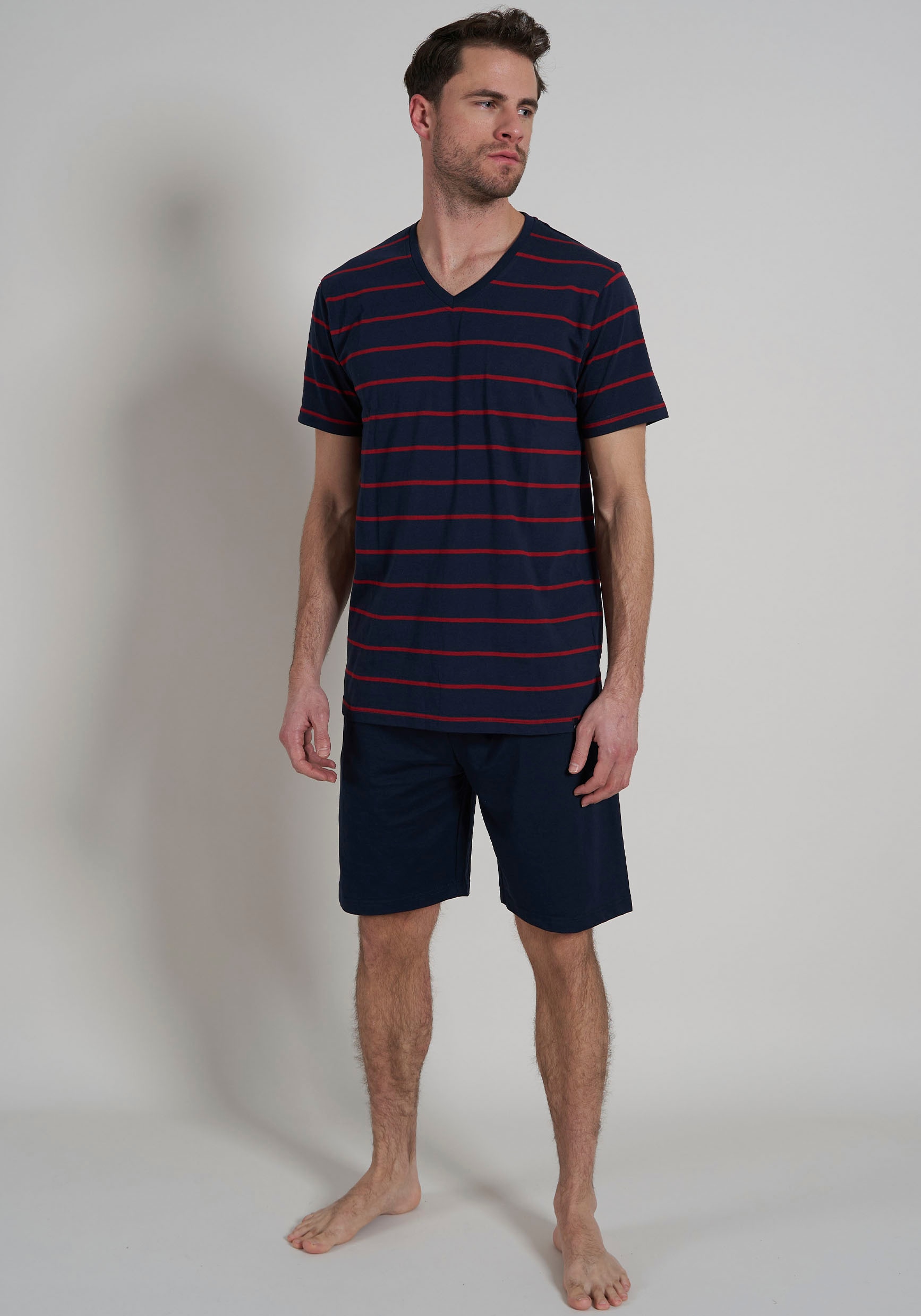 bugatti Shorty, 2 Stk. V-Ausschnitt, Langarm, lange Hose, Streifendesign, B günstig online kaufen