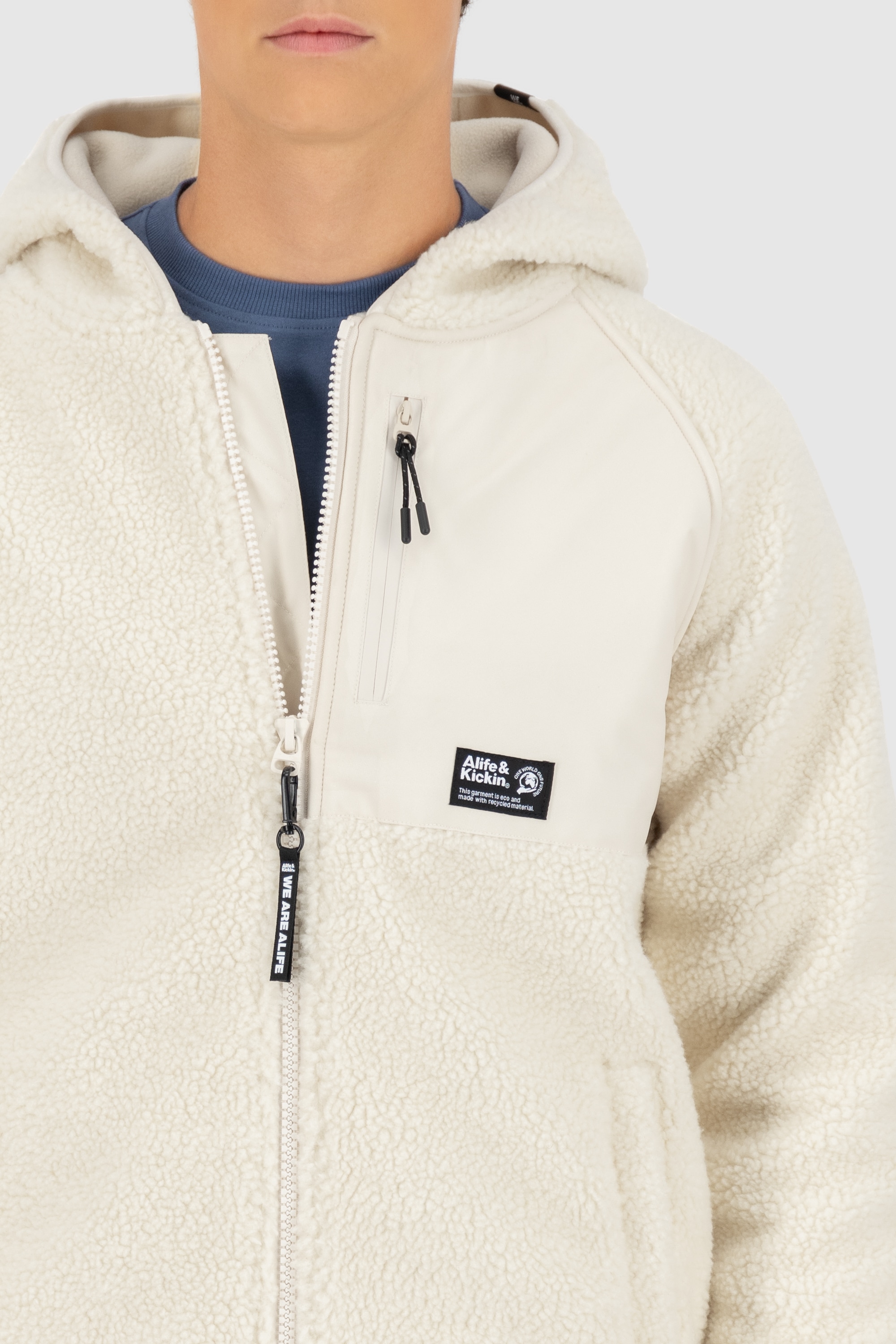 Alife & Kickin Kapuzensweatjacke »Herren HaraldAK G«, Weiche, warme Teddy Jacke mit großer Kapuze und Fleece-Innenfutter