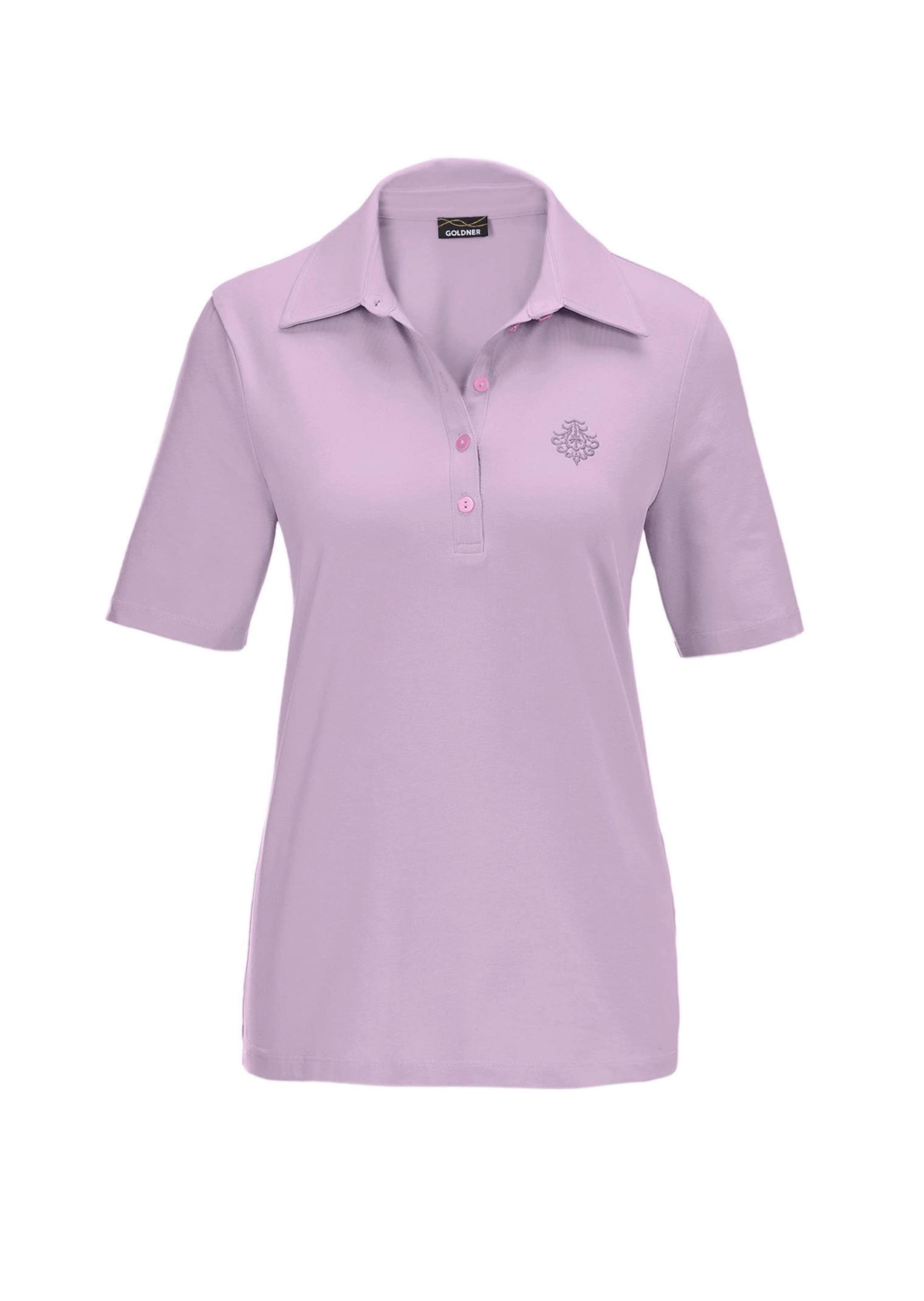 GOLDNER Poloshirt "Kurzgröße Baumwollshirt mit Polokragen" Tonige Knöpfe in Perlmuttoptik