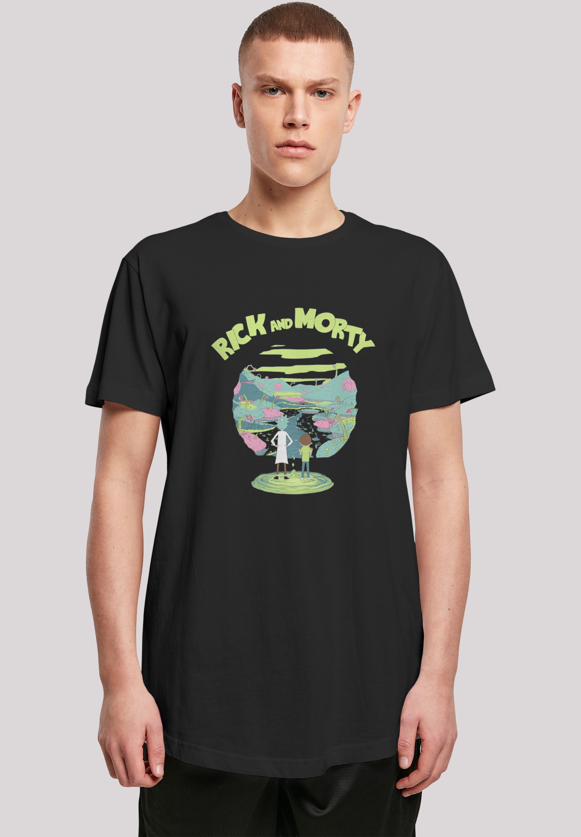 Thumbnail - F4NT4STIC Kurzarmshirt "F4NT4STIC Herren Rick and Morty with Shaped Long Tee", (1 tlg.)