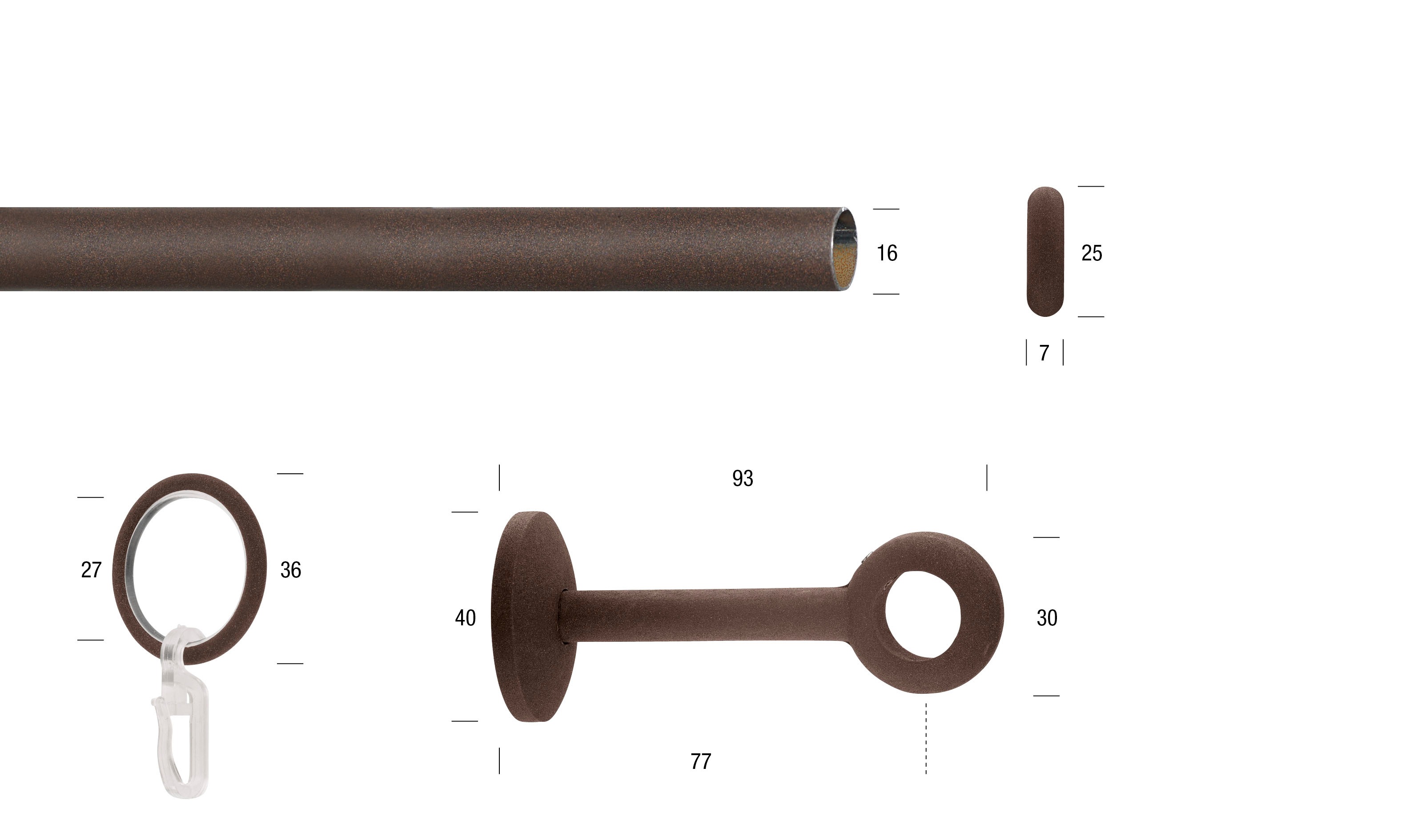 Thumbnail - GARESA Gardinenstange "ESPERANCA" Ø 16 mm 1 läufig-läufig Wunschmaßlänge;Träger;Endstücke;Befestigungsmaterial;Montagean...