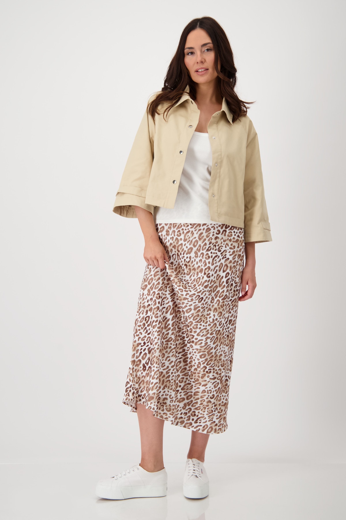 Monari Kurzjacke »Jacke Trench«, ohne Kapuze, Mit Rundhalsausschnitt