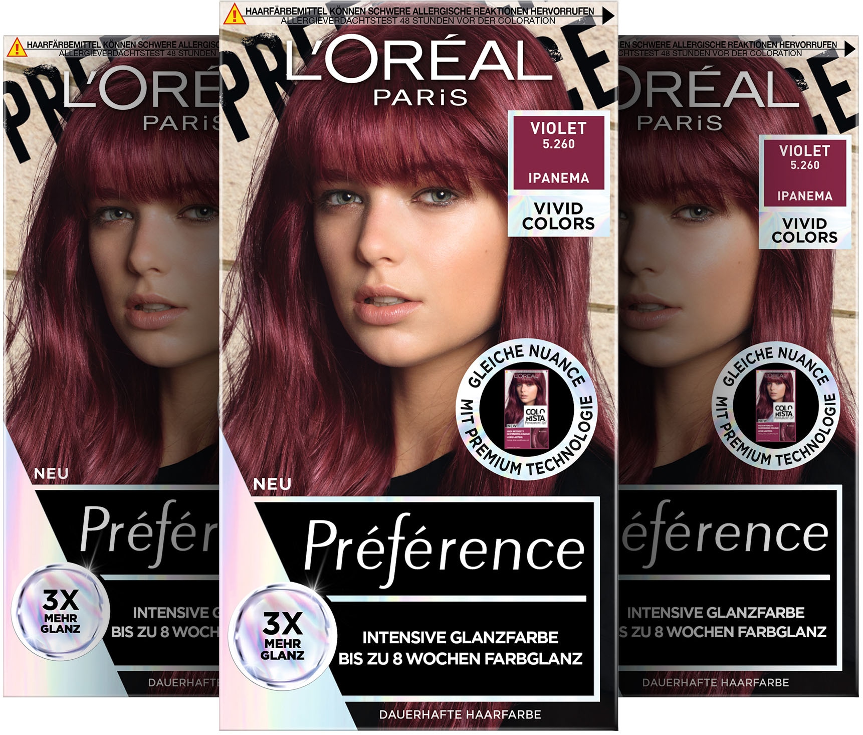 L'ORÉAL PARIS Coloration »Préférence Vivid Colors«, (3 tlg.), mit pflegender Formel