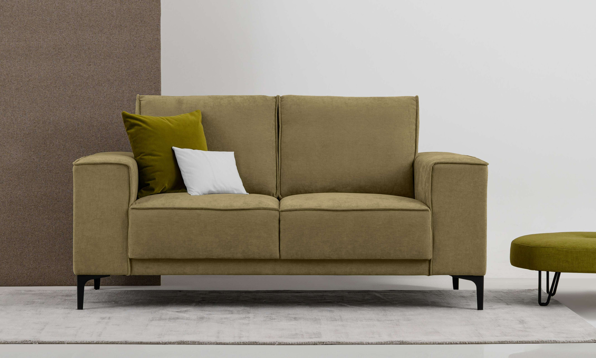 OTTO home 2-Sitzer "OLAND Struktur fein, Sofa, B: 164 cm, Skandi-Design" 164 cm, Wellenunterfederung, Skandi-Design, Metallfüße