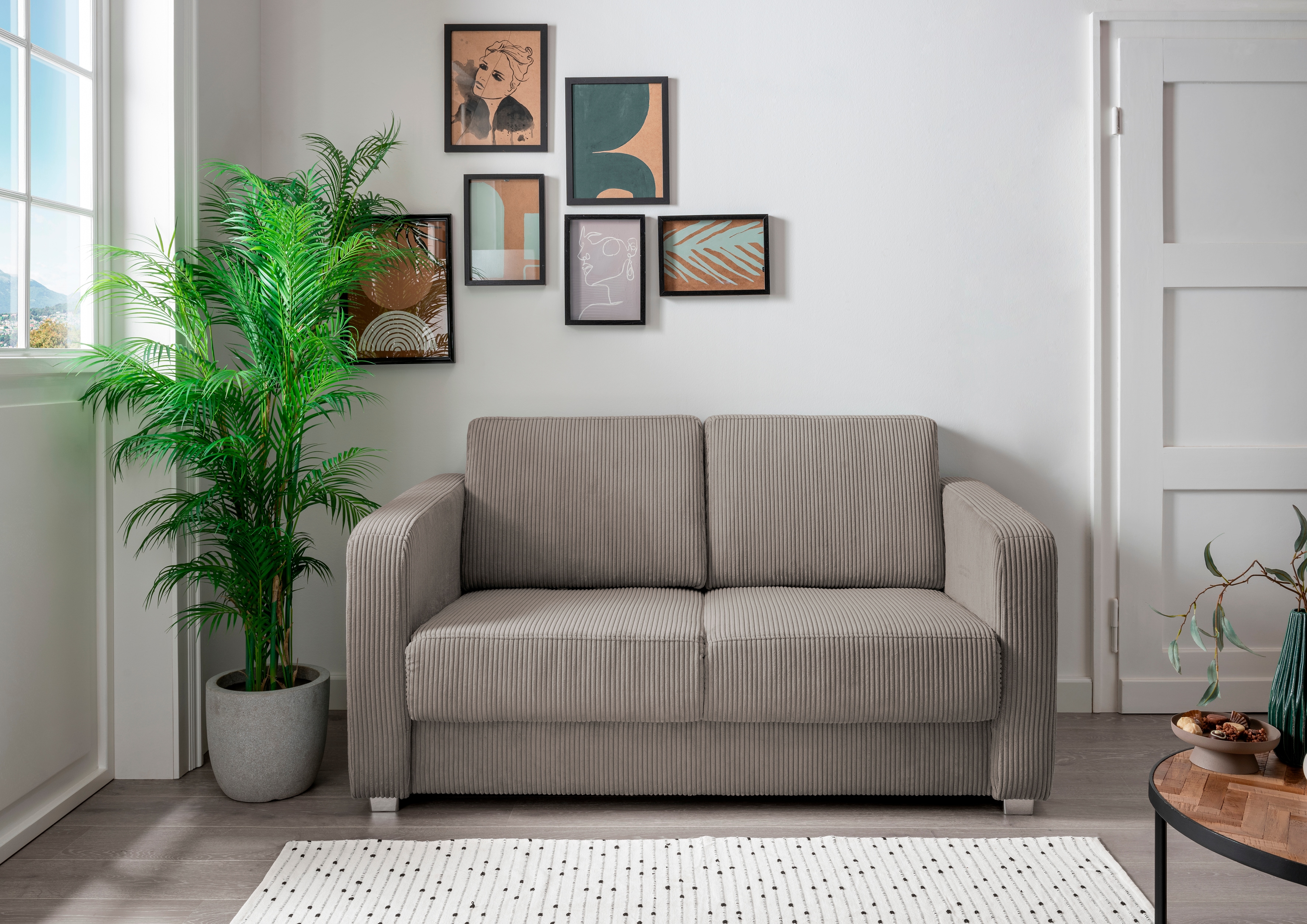 Home affaire Schlafsofa "MIA modern und bequem, schmale Armlehnen, Einzelauszug" zwei verschiedene Fußfarben wählbar