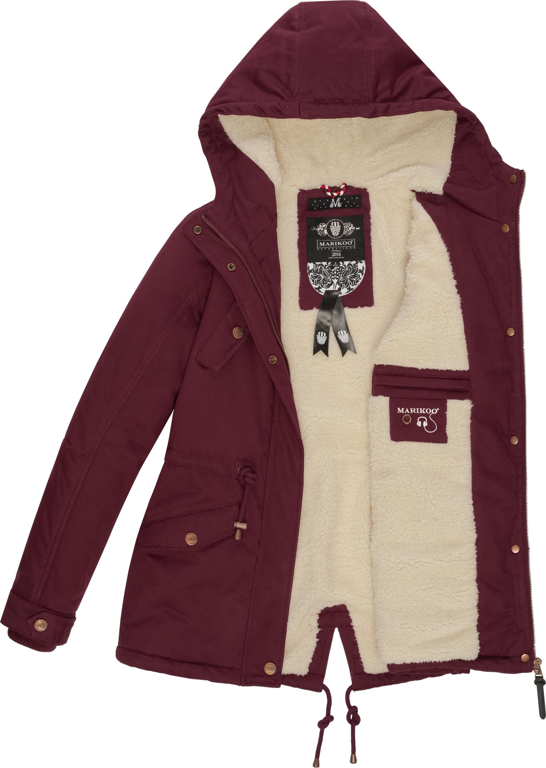 Marikoo Winterjacke »Manolya«, mit Kapuze, stylischer Kurzmantel mit weichem Teddyfell-Futter