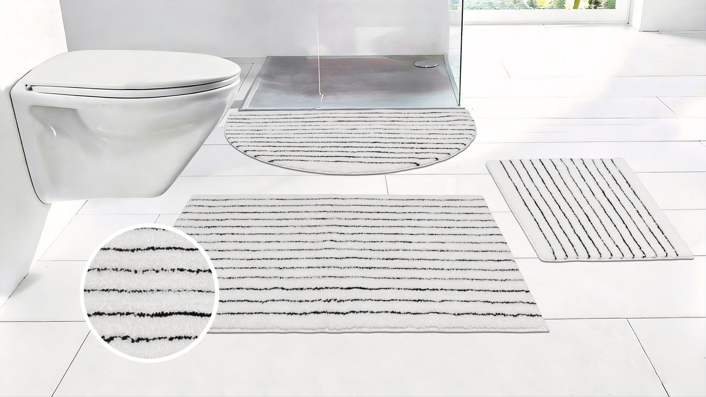 LeGer Home by Lena Gercke Badematte »Tamsin, Badvorleger, Badezimmer Teppich, Duschvorleger« Höhe 10 mm rutschhemmend beschichtet fußbodenheizungsgeeignet | schnell trocknend Streifen, modern
