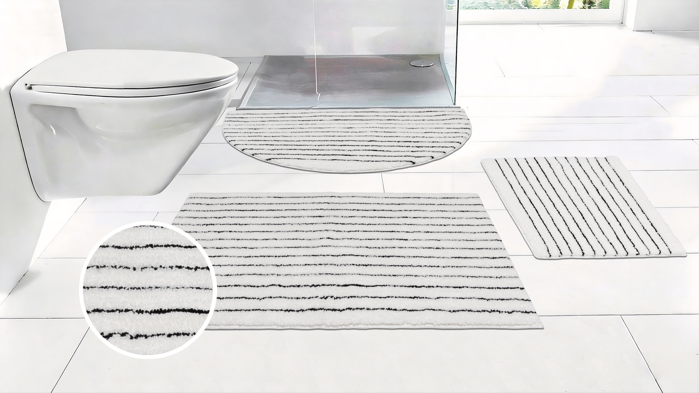 LeGer Home by Lena Gercke Badematte "Tamsin, Badvorleger, Badezimmer Teppich, Duschvorleger" Höhe 10 mm rutschhemmend beschichtet fußbodenheizungsgeeignet schnell trocknend Streifen, modern
