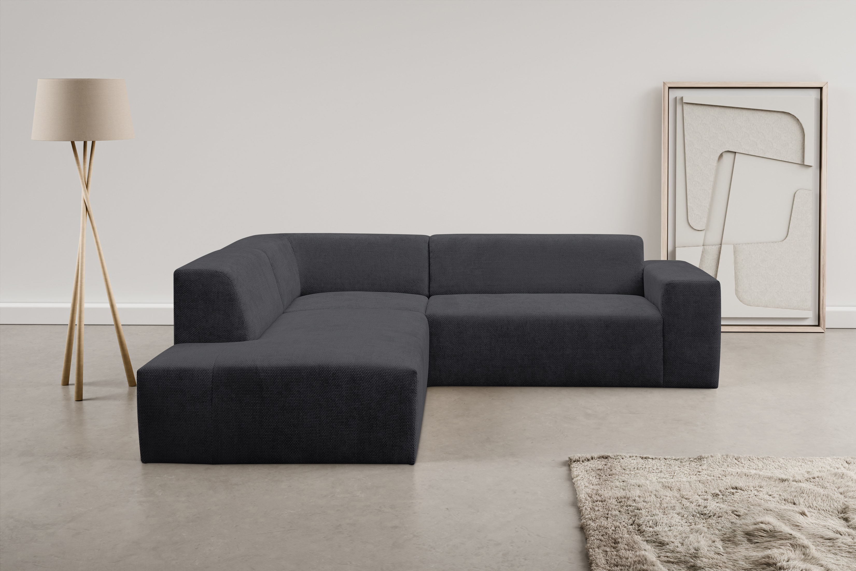 WERK2 Ecksofa "Zeus-M 251 cm breit, 262 cm tief, tolles Sofa, L-Form" Curvy Trend Garnitur, urbane Optik, komfortable Wellenunterfederung