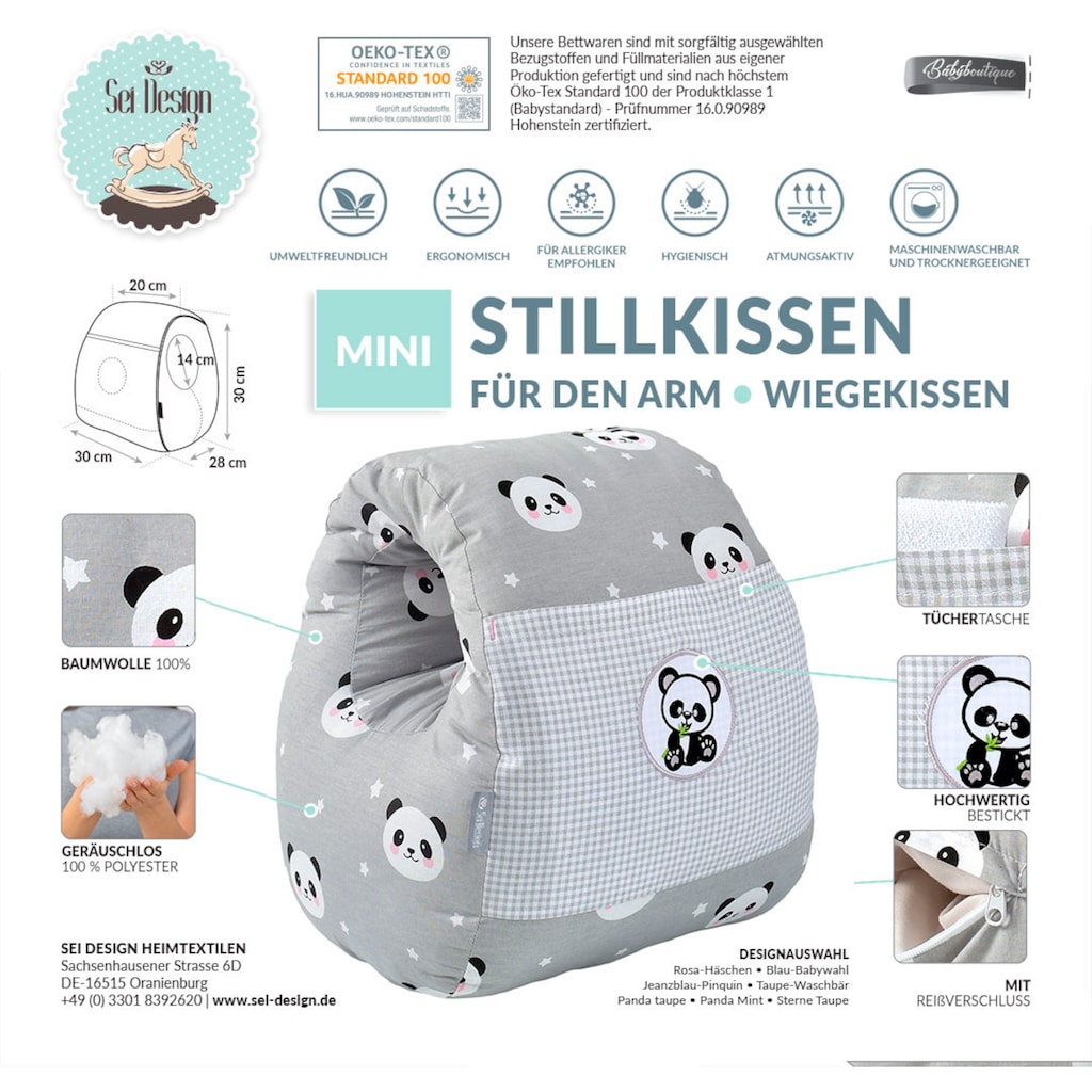 SEI Design Stillkissen »Panda-Taupe«, (1 tlg.)