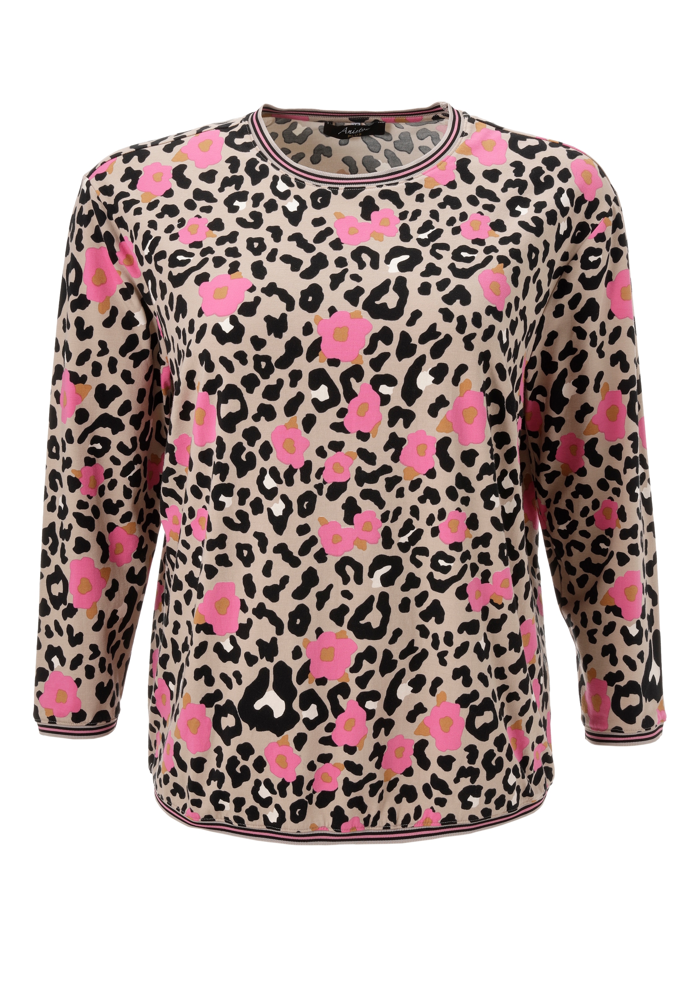 Aniston PLUS Sweatshirt, mit großflächigem, farbenfrohem Leoblumendruck - NEUE KOLLEKTION