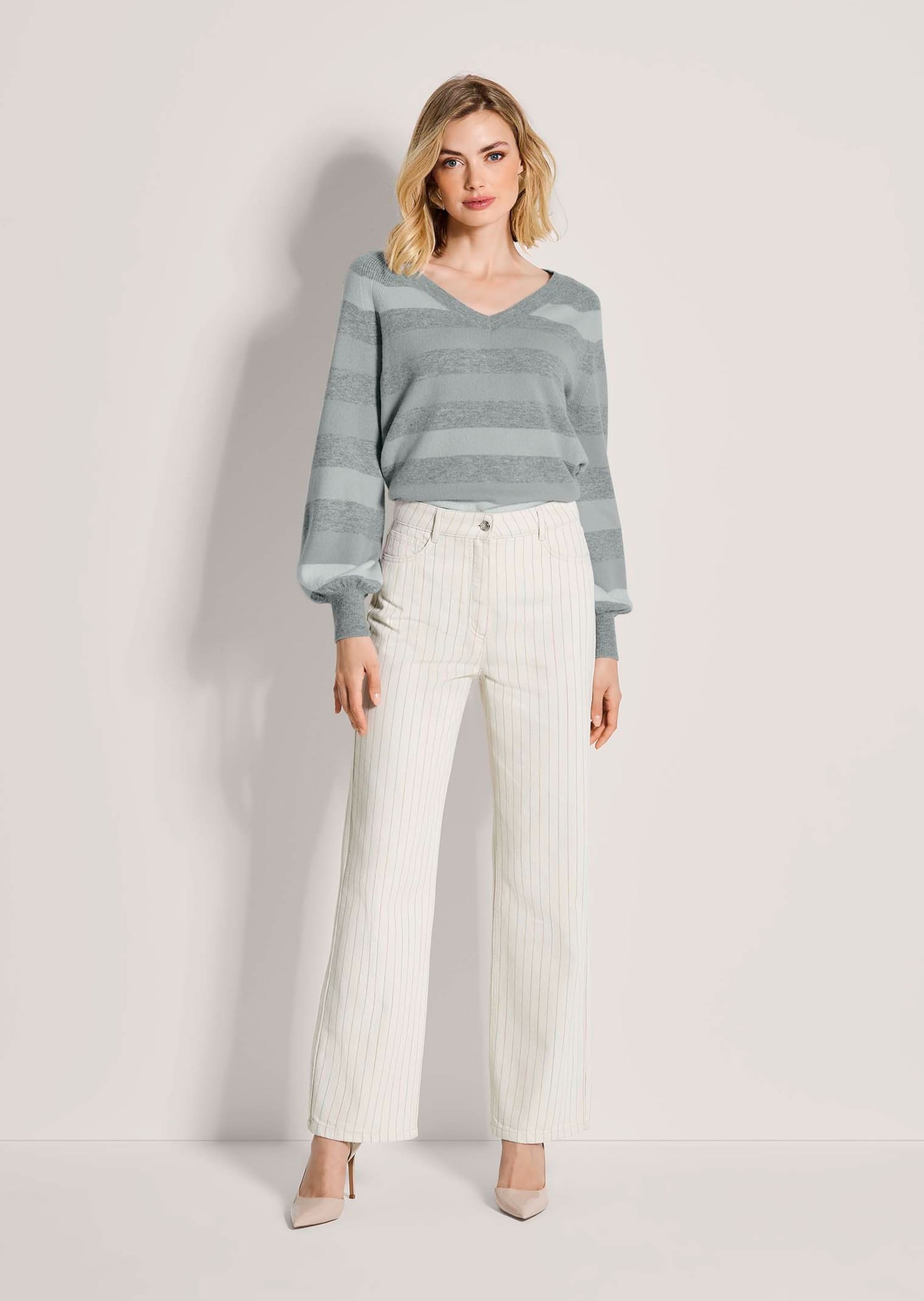 MADELEINE Regular-fit-Jeans »Jeans Nadelstreifenhose mit weitem Bein«