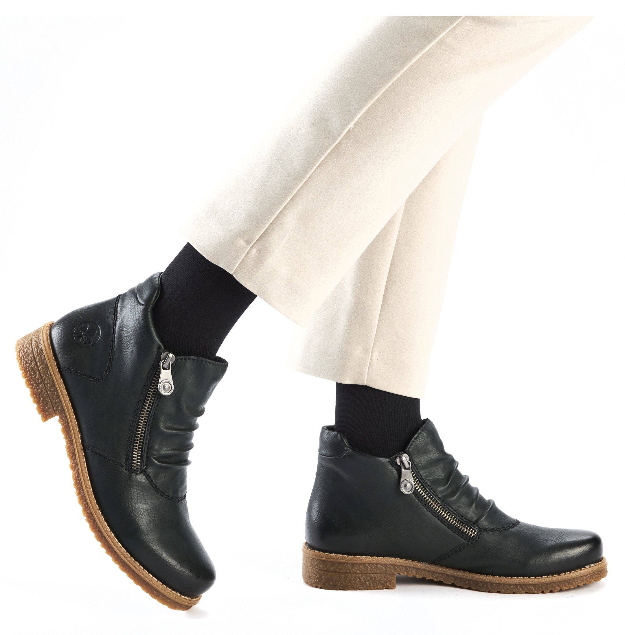 Rieker Stiefelette, Schlupfboots, Ankleboots mit beidseitigem Reißverschluss