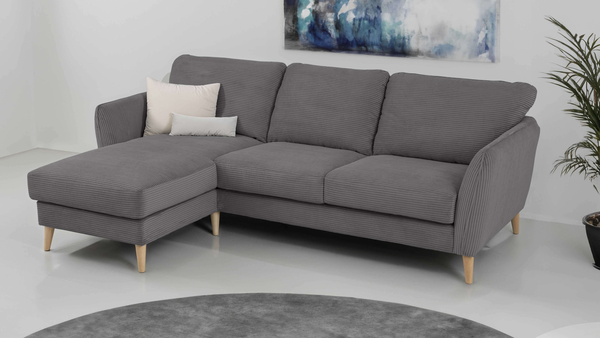 OTTO home Ecksofa "MARSEILLE (242/152cm),L-Form, Rec. rechts/links" Massivholzbeine aus Eiche, in verschieden Bezügen und Farbvarianten