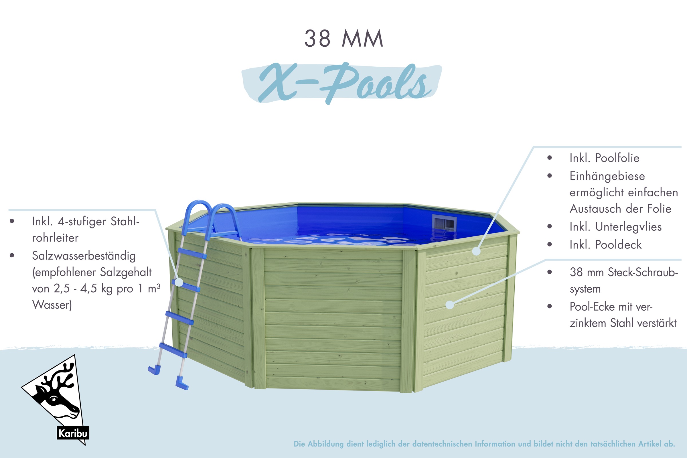 Karibu Achteckpool "0X L 324 x B 324 x H 121 cm" kesseldruckimprägniert günstig online kaufen