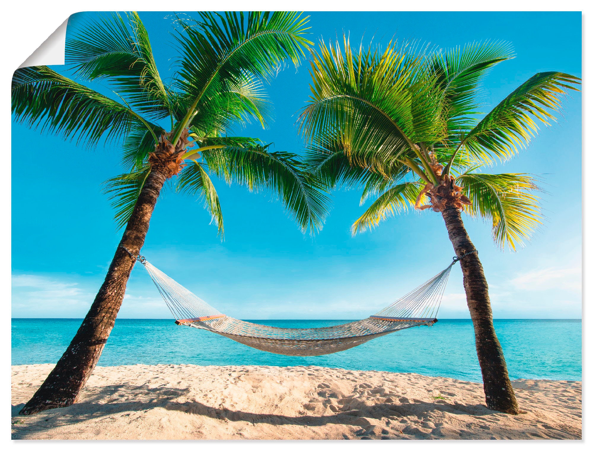 Wandbild »Palmenstrand Karibik mit Hängematte«, Amerika, (1 St.), als Leinwandbild,...
