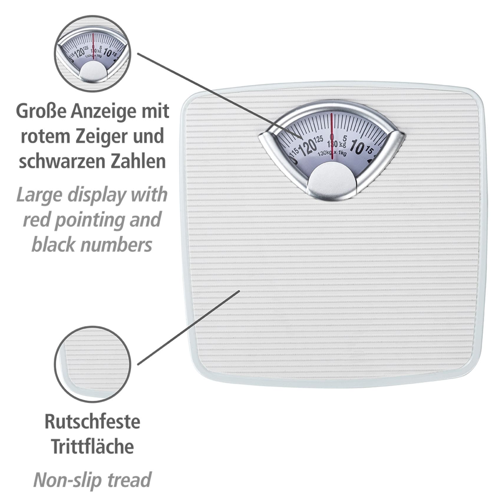WENKO Personenwaage analoge Körperwaage bis 130 kg