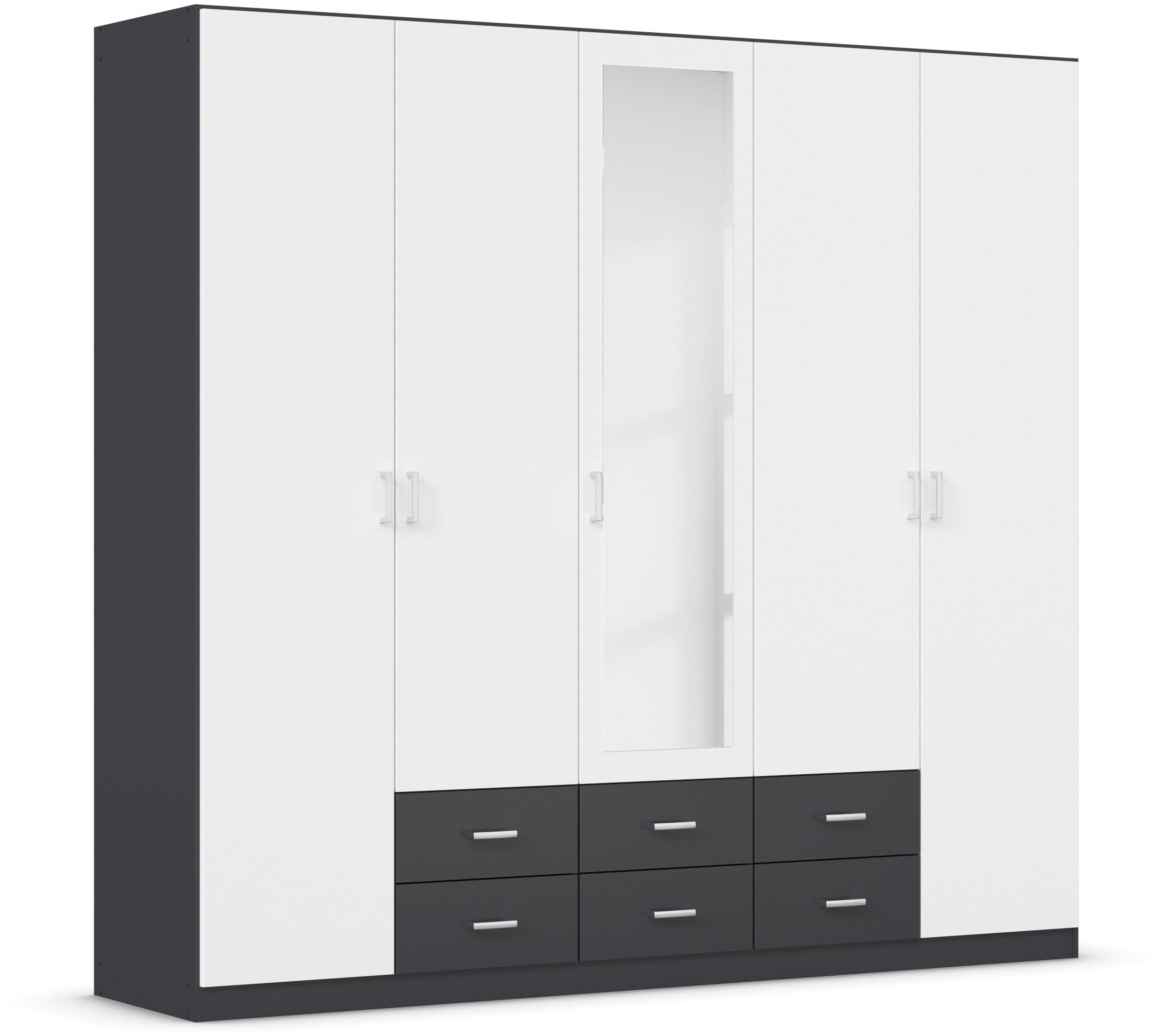 rauch Kleiderschrank "Schrank Garderobe Ankleide GAMMA Breiten 91/136/181/226/271/315/360 cm" in 3 Ausstattungen BASIC/CLASSIC/PREMIUM (inkl. SOFT-CLOSE-Funktion), verschiedene Griff-Varianten, mit Spiegel TOPSELLER MADE IN GERMANY