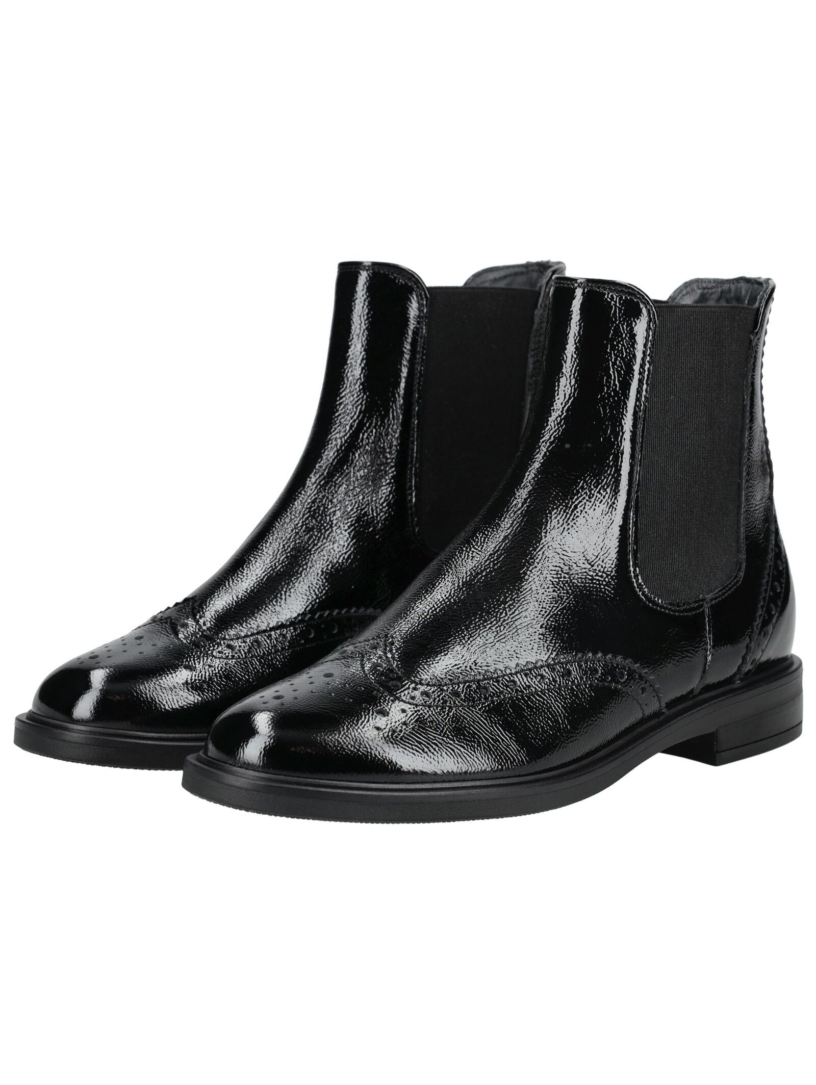 Stiefelette PAUL GREEN "Paul Green Stiefelette Leder/Textil", Damen, Gr. 38, schwarz (schwarz lack), Leder, Textil, Schuhe Stiefelette 3