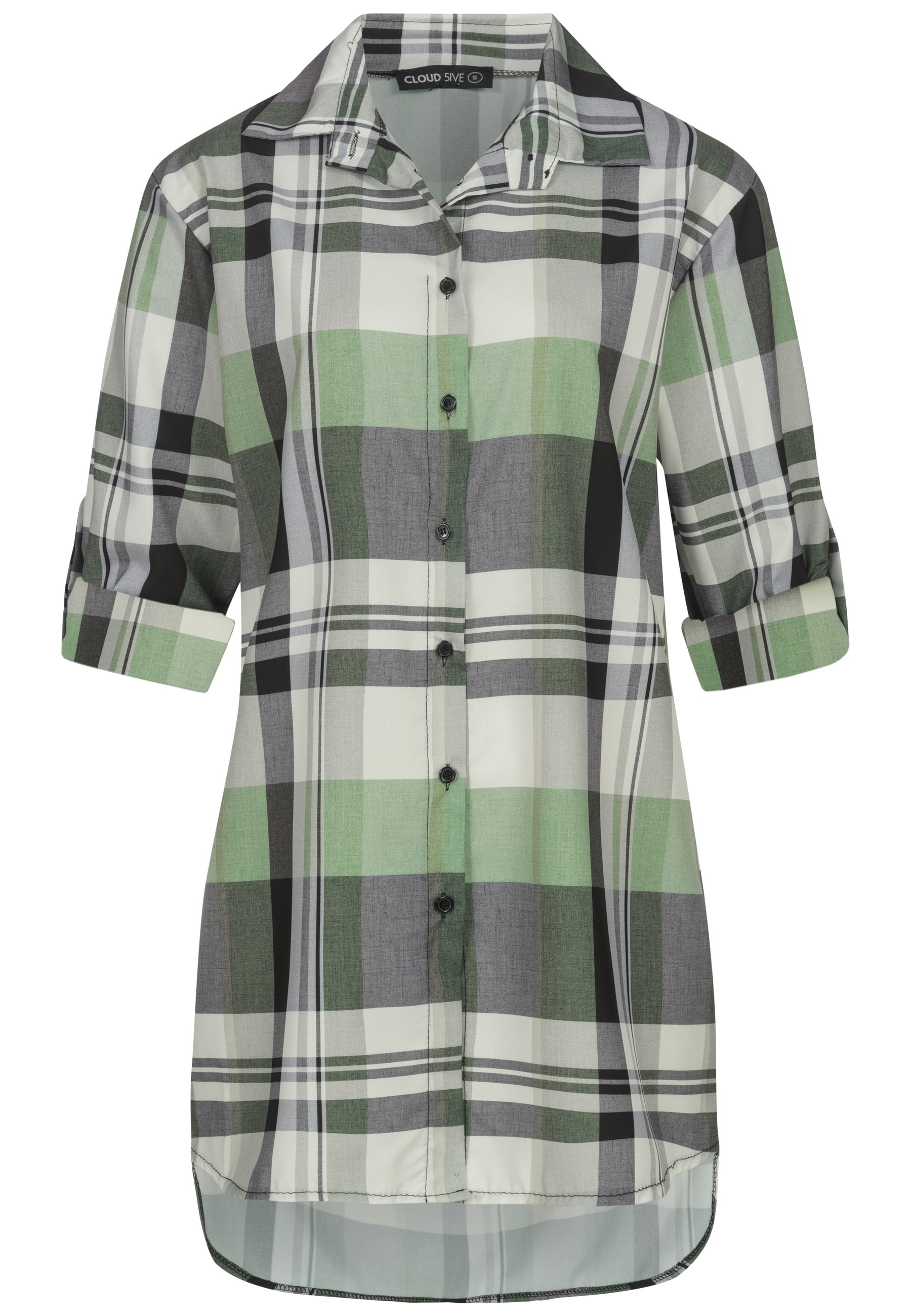 CLOUD 5IVE Klassische Bluse "CLOUD 5IVE Turn Up 3/4 Arm Bluse kariert BIG" günstig online kaufen