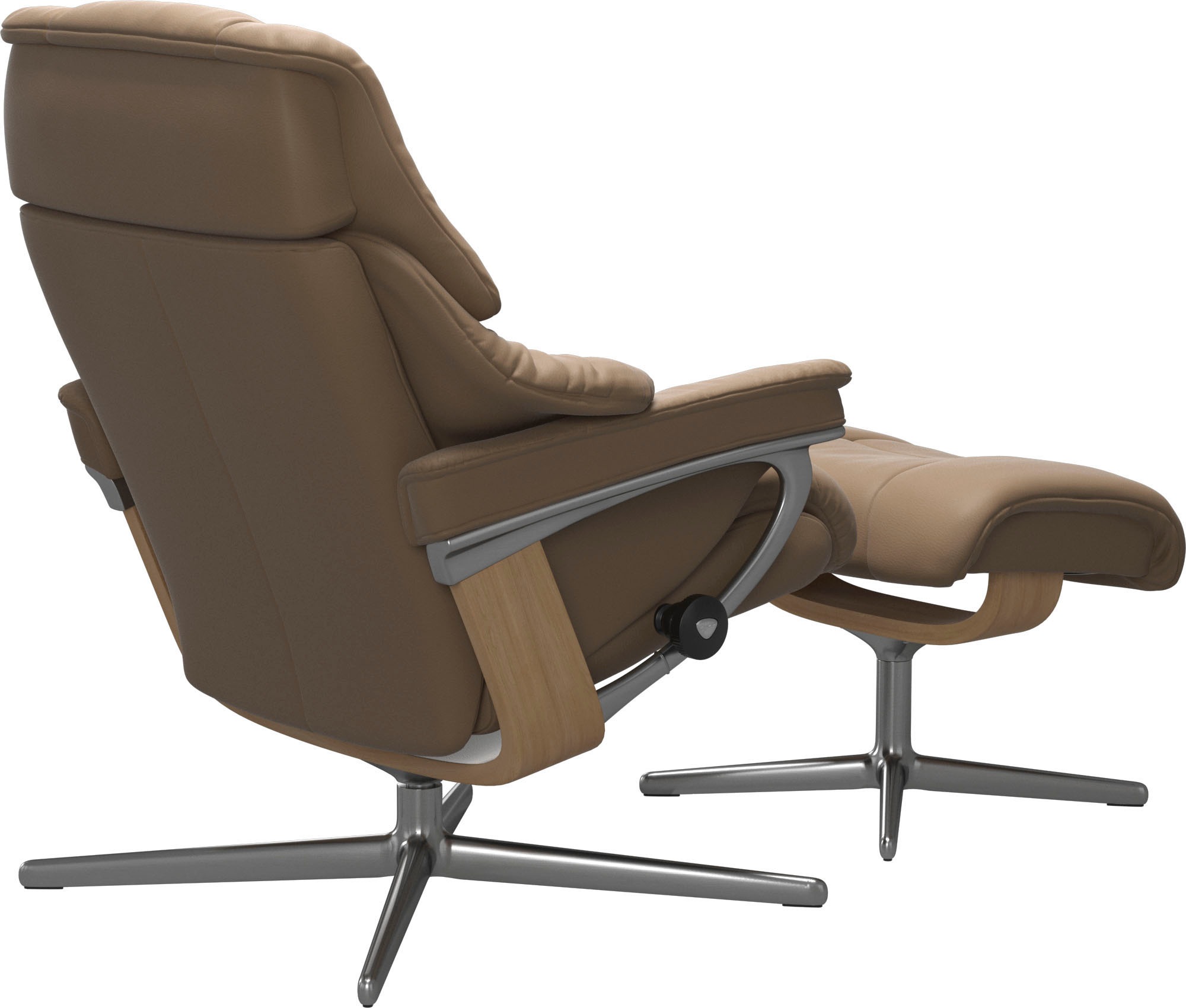 Stressless® Relaxsessel »Reno«, (Set, Relaxsessel mit Hocker), mit Hocker, mit Cross Base, Größe S, M & L, Holzakzent Eiche