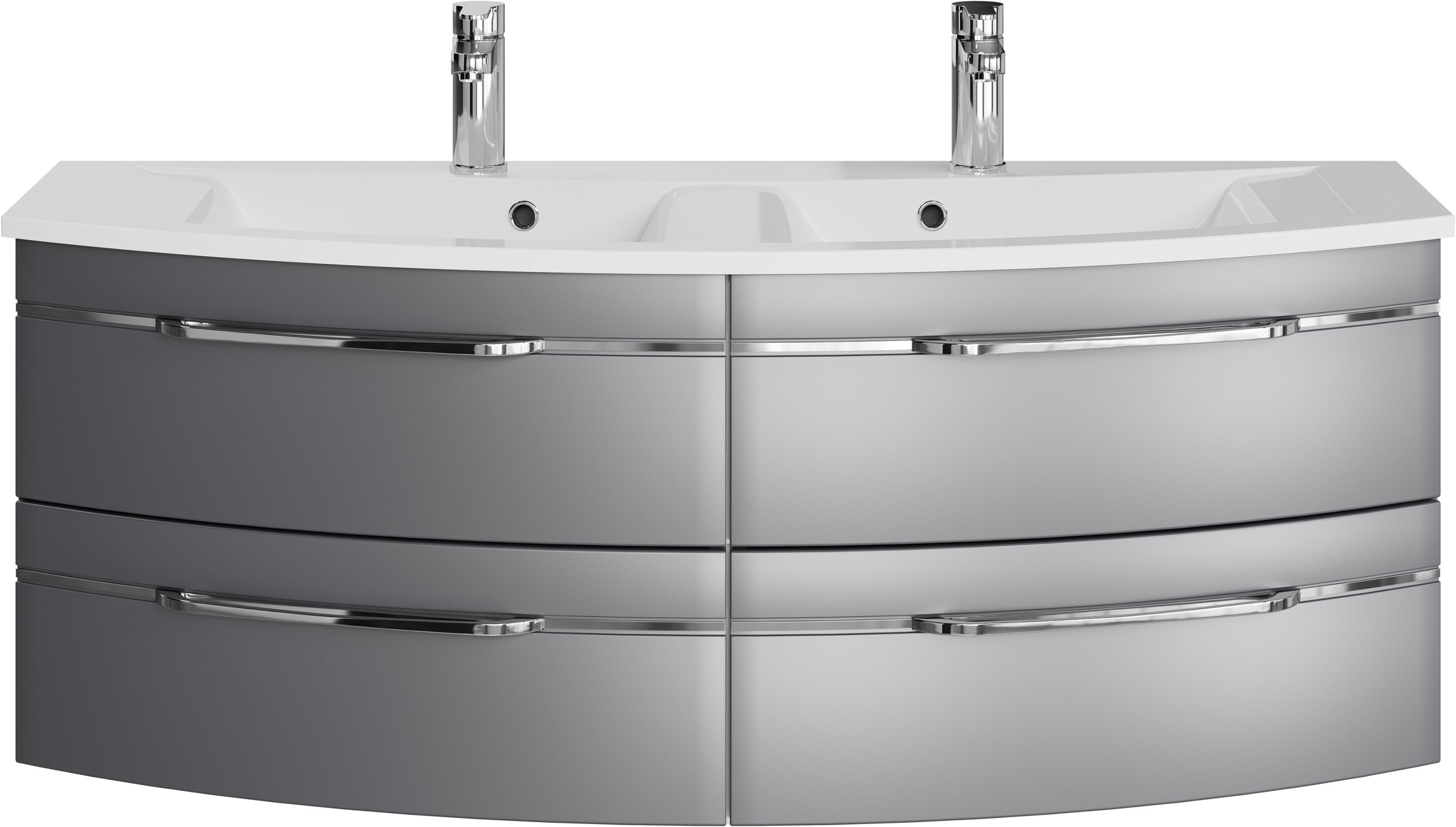 Saphir Waschtisch »Serie 7045 Mineralmarmor-Waschtisch und Unterschrank, 131 cm breit«, Doppel-Waschplatz mit 4 Schubladen, Badmöbel Set mit Waschtisch