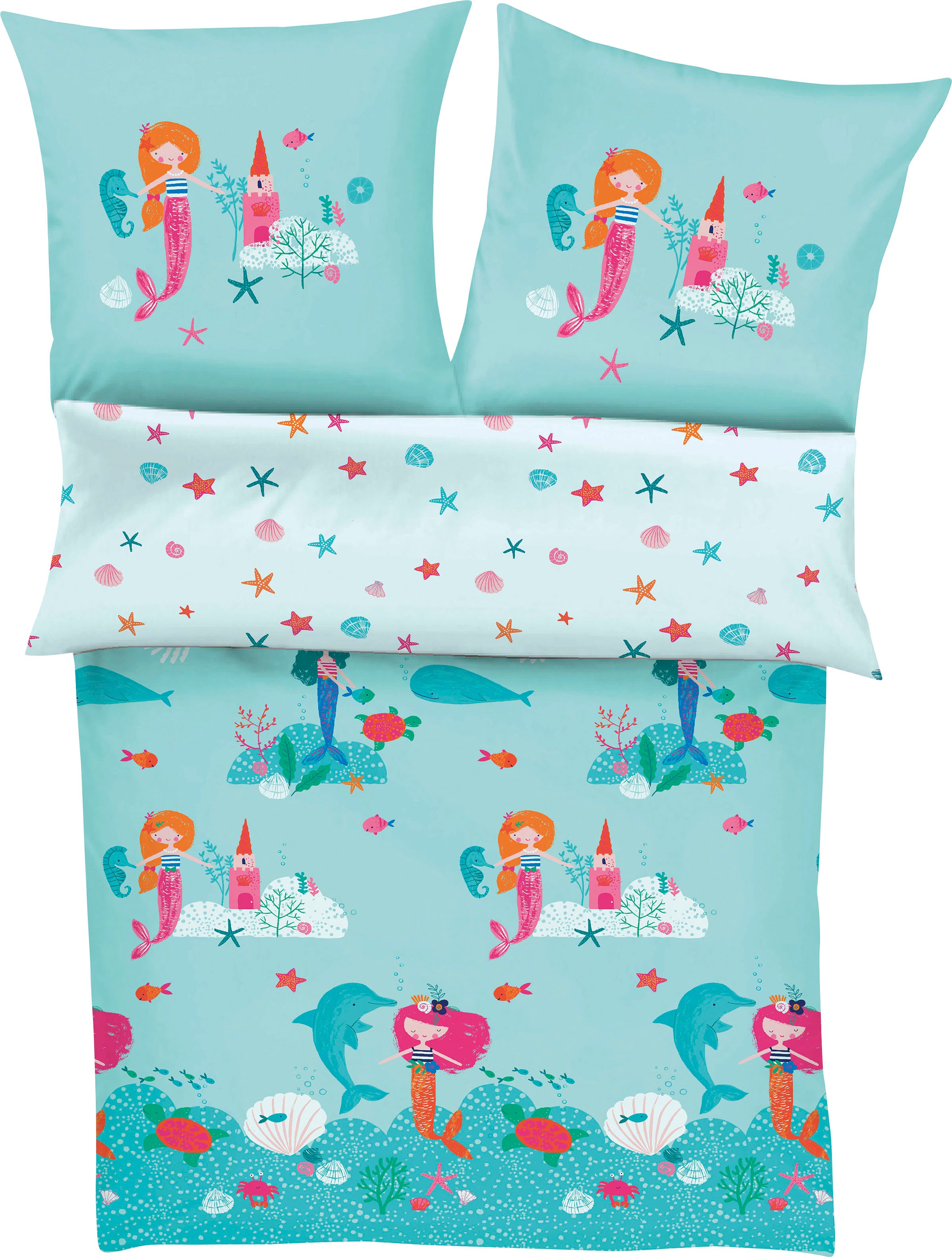s.Oliver Kinderbettwäsche "Satinbettwäsche s.Oliver Junior Meerjungfrau" 2 Stk.