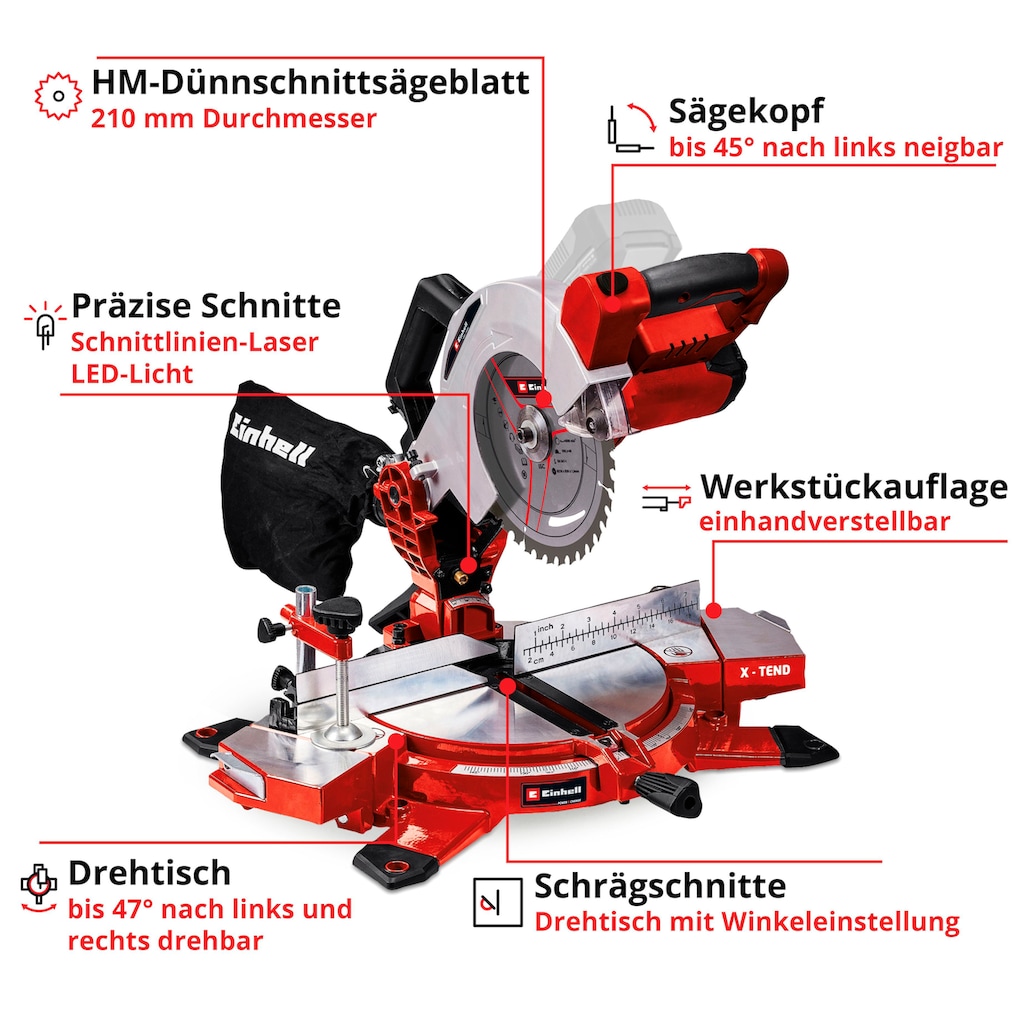 Einhell Akku-Kapp-Gehrungssäge »TE-MS 18/210 Li-Solo«