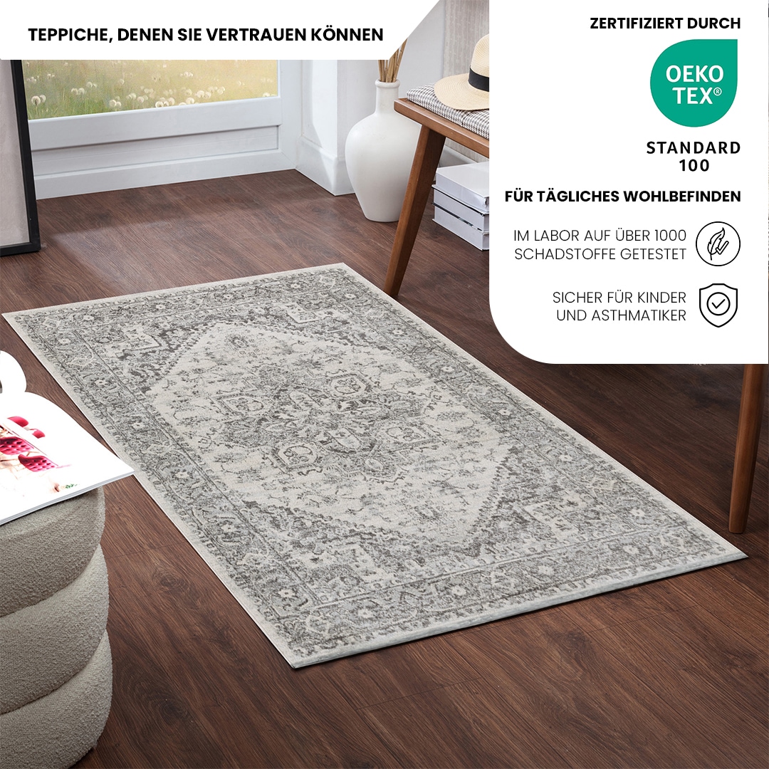 Livabliss Teppich »MENDOZA«, rechteckig, 8 mm Höhe, Vintage Orientteppich, Kurzflor Boho Wohnzimmerteppich, Läufer